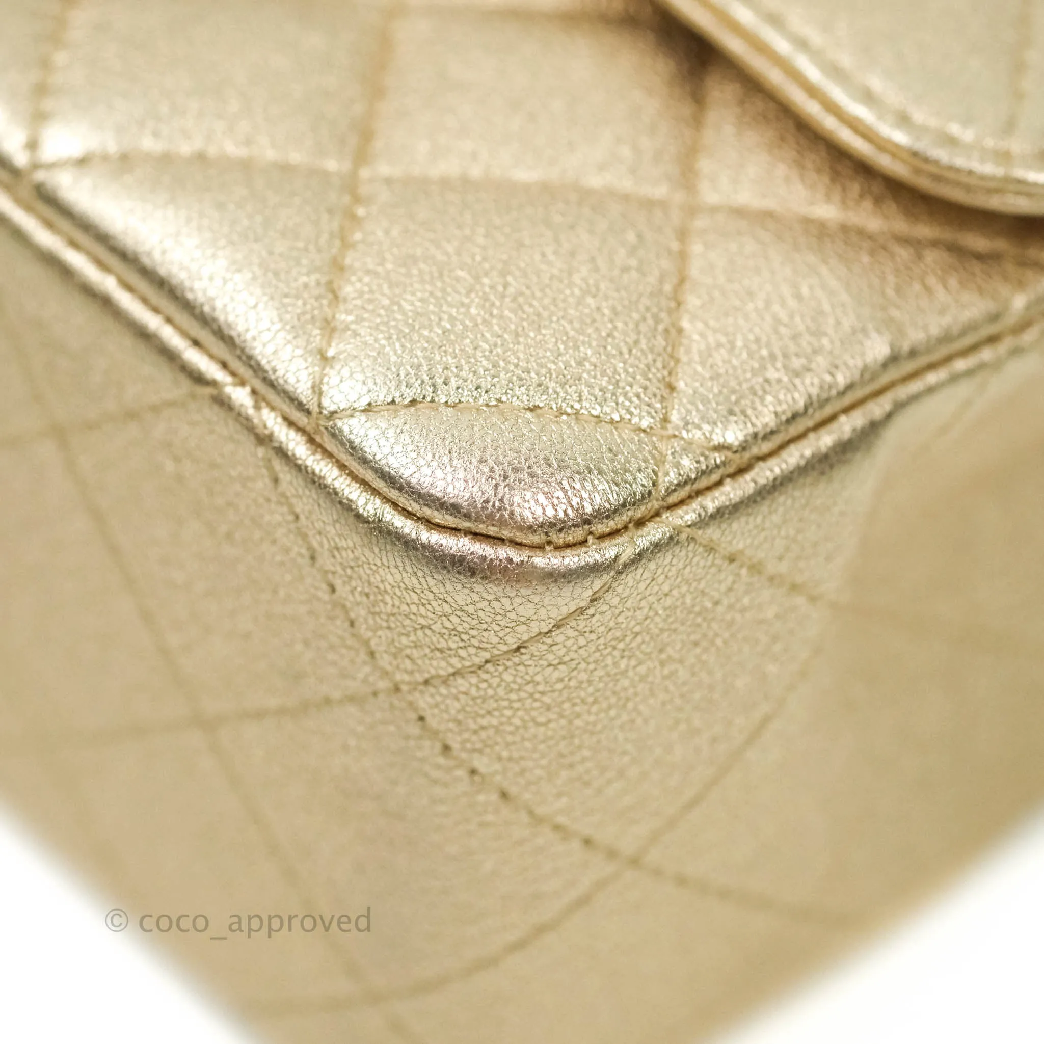 Chanel Quilted Mini Rectangular Iridescent Gold Lambskin Gold Hardware