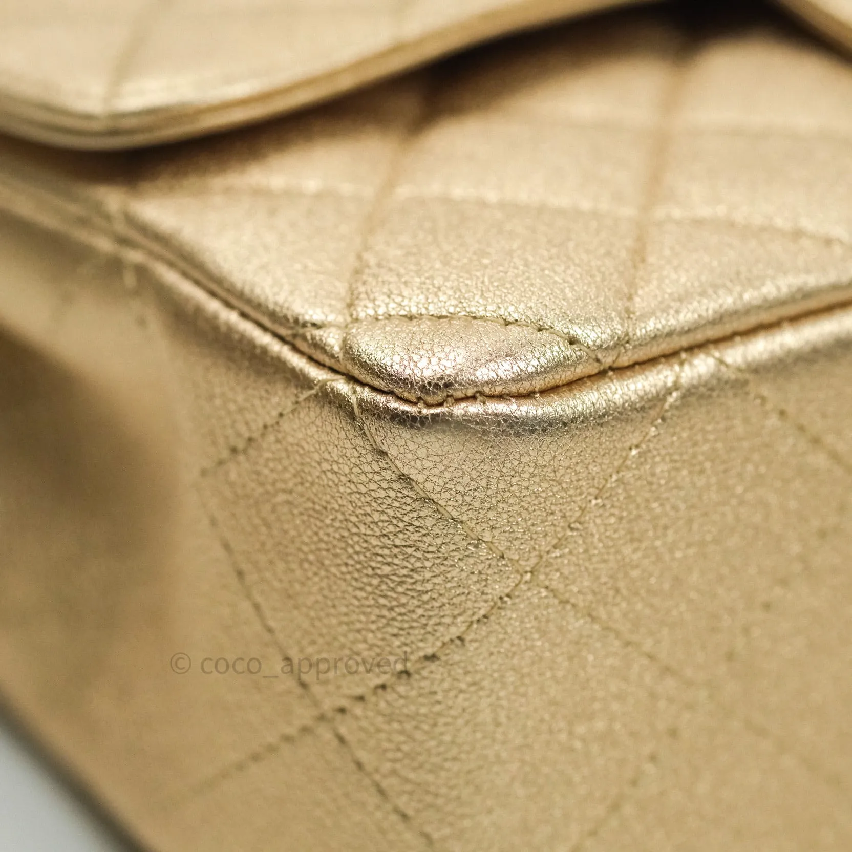 Chanel Quilted Mini Rectangular Iridescent Gold Lambskin Gold Hardware