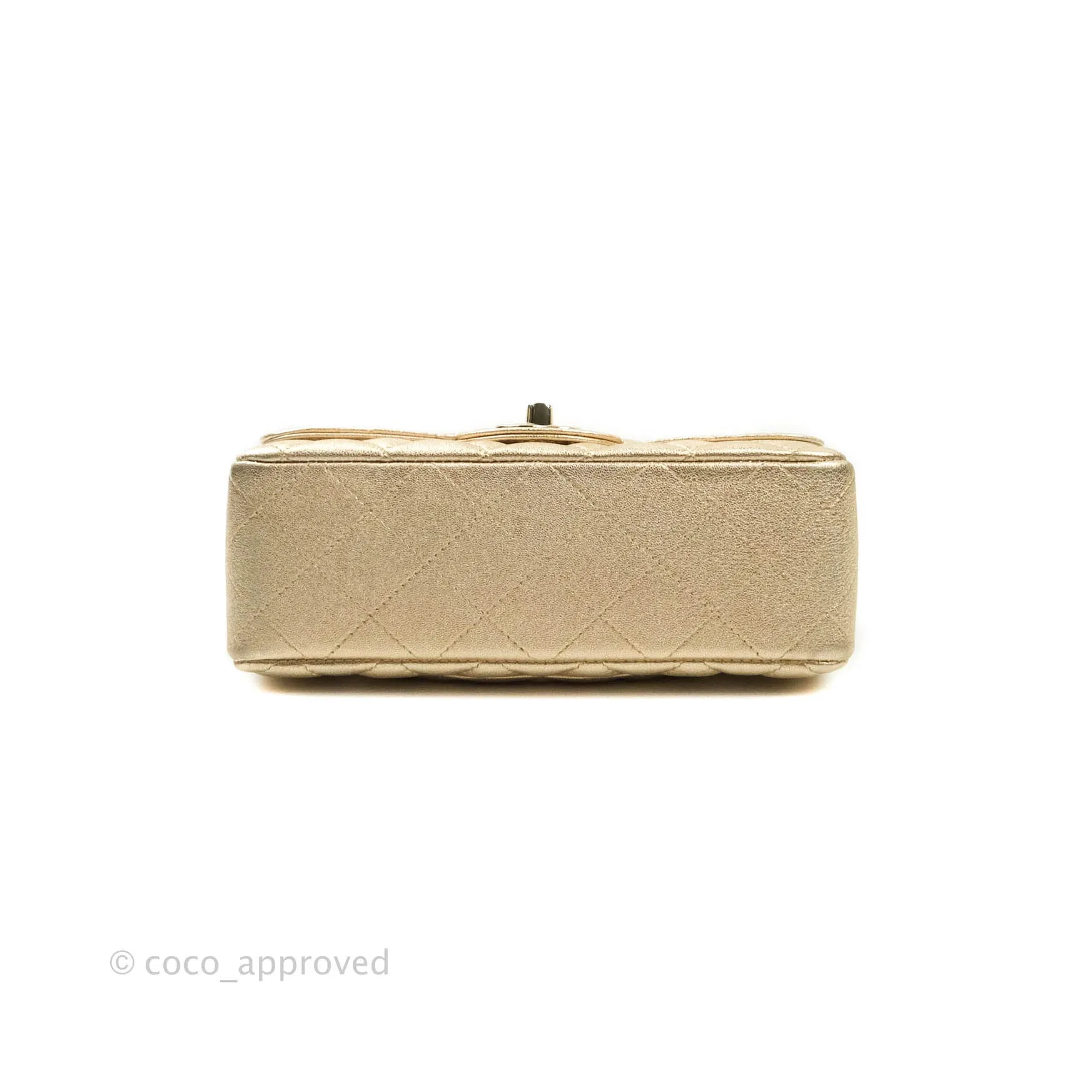 Chanel Quilted Mini Rectangular Iridescent Gold Lambskin Gold Hardware