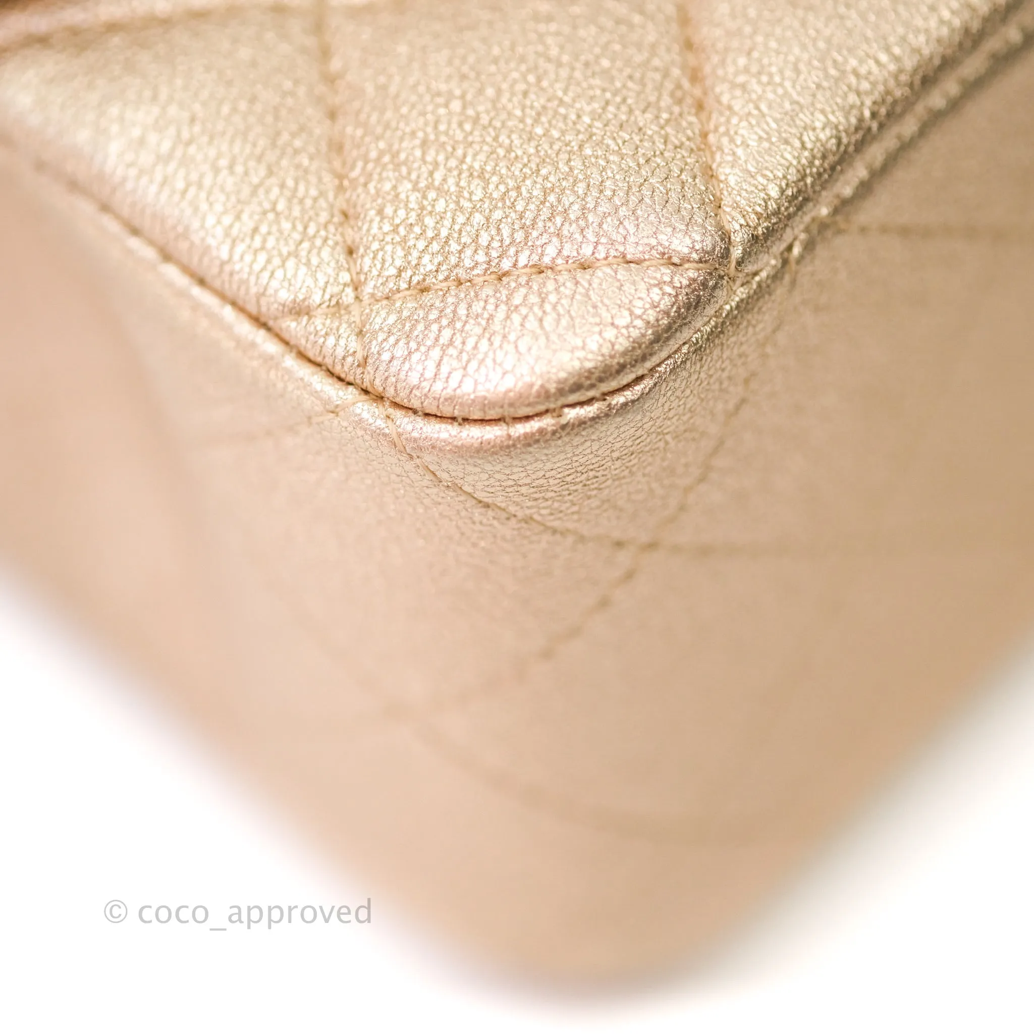 Chanel Quilted Mini Rectangular Iridescent Gold Lambskin Gold Hardware