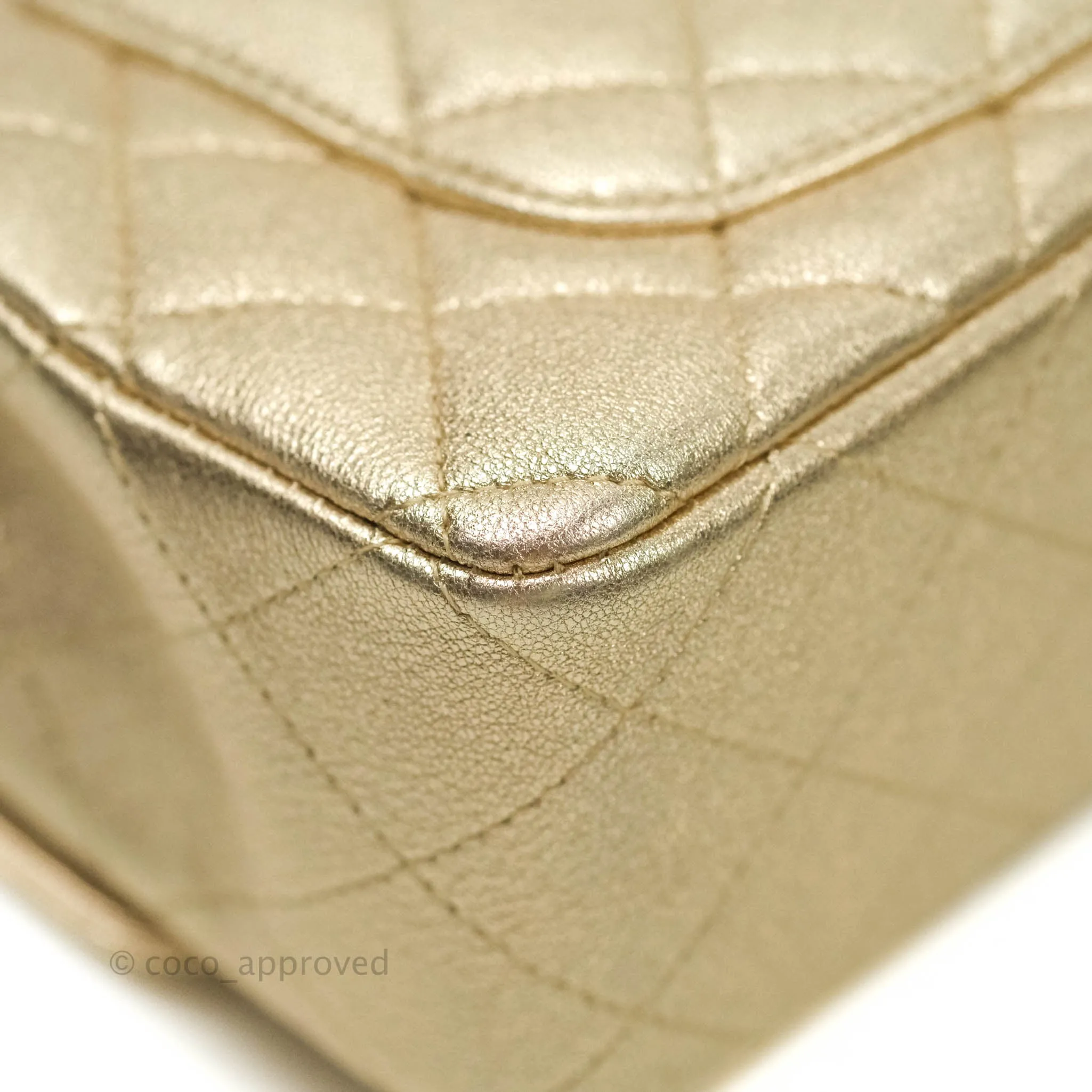 Chanel Quilted Mini Rectangular Iridescent Gold Lambskin Gold Hardware