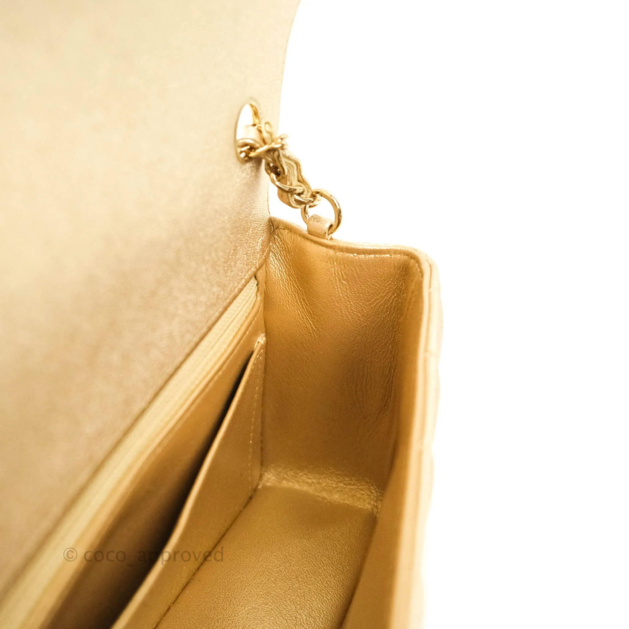 Chanel Quilted Mini Rectangular Iridescent Gold Lambskin Gold Hardware