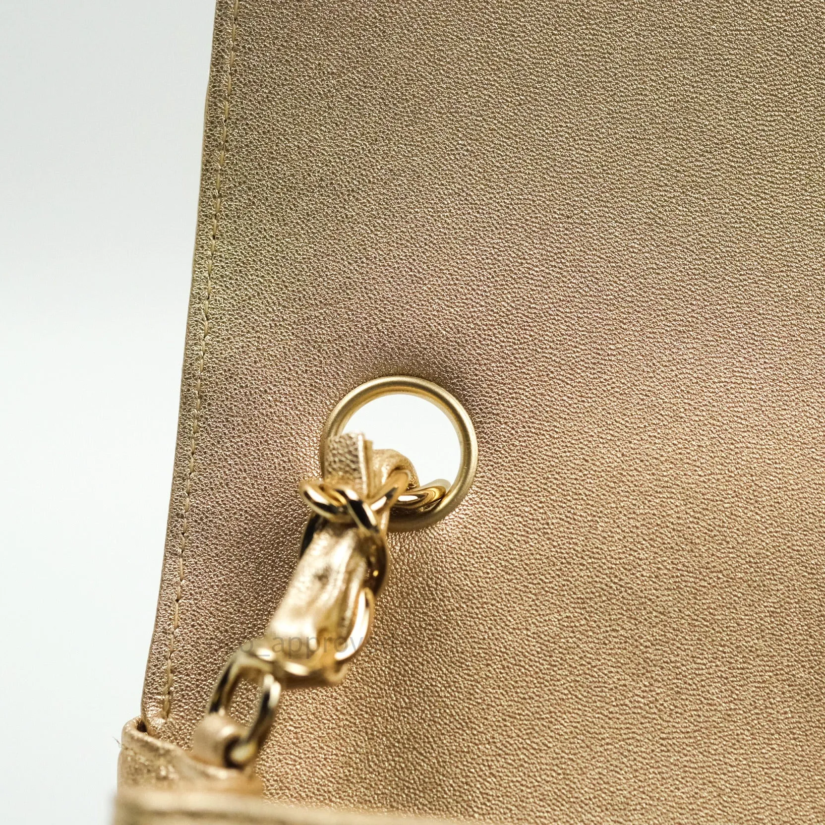 Chanel Quilted Mini Rectangular Iridescent Gold Lambskin Gold Hardware