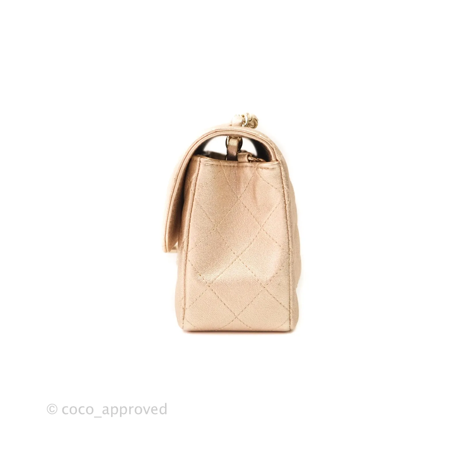 Chanel Quilted Mini Rectangular Iridescent Gold Lambskin Gold Hardware
