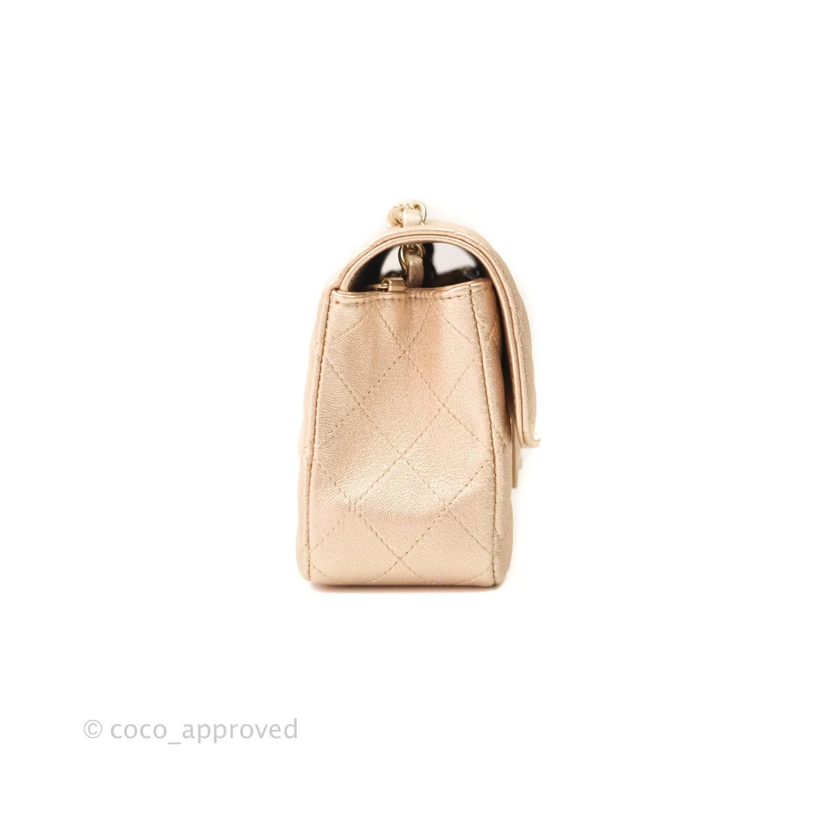 Chanel Quilted Mini Rectangular Iridescent Gold Lambskin Gold Hardware