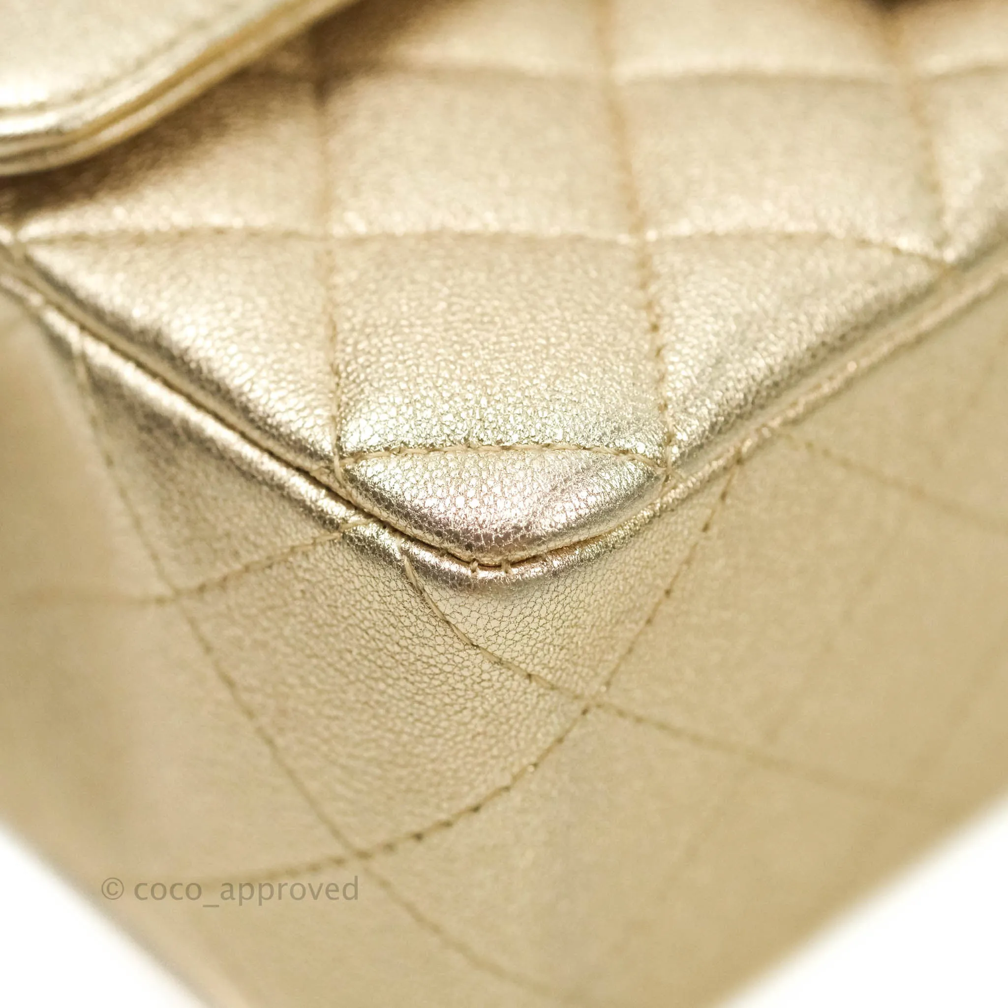 Chanel Quilted Mini Rectangular Iridescent Gold Lambskin Gold Hardware