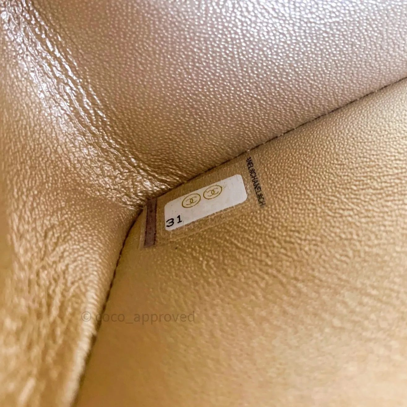 Chanel Quilted Mini Rectangular Iridescent Gold Lambskin Gold Hardware