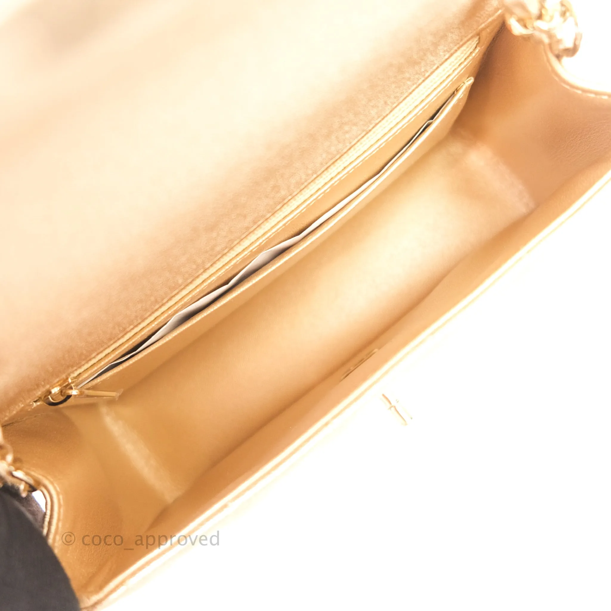 Chanel Quilted Mini Rectangular Iridescent Gold Lambskin Gold Hardware