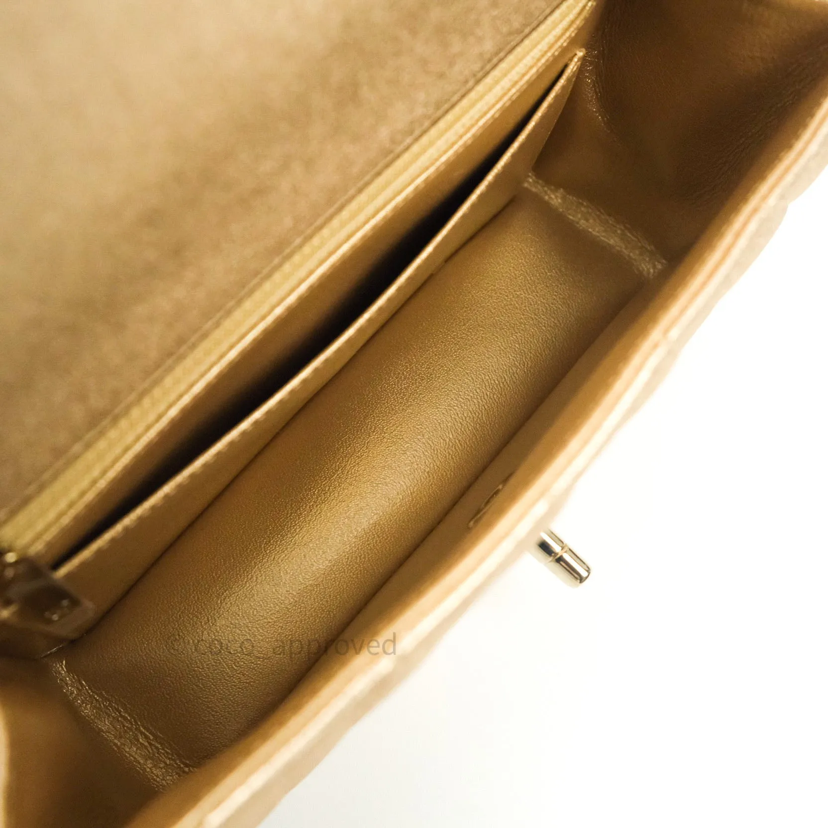 Chanel Quilted Mini Rectangular Iridescent Gold Lambskin Gold Hardware