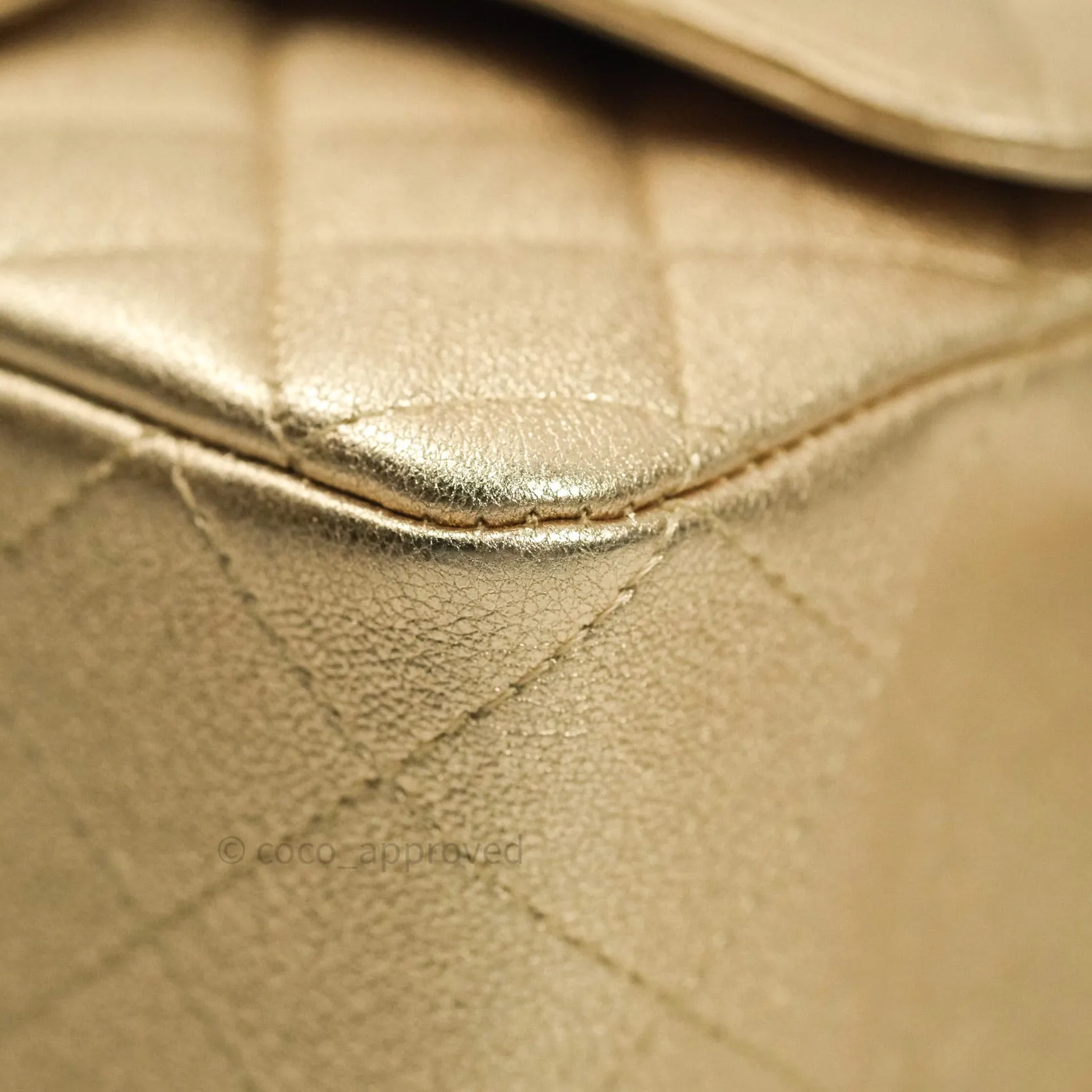 Chanel Quilted Mini Rectangular Iridescent Gold Lambskin Gold Hardware