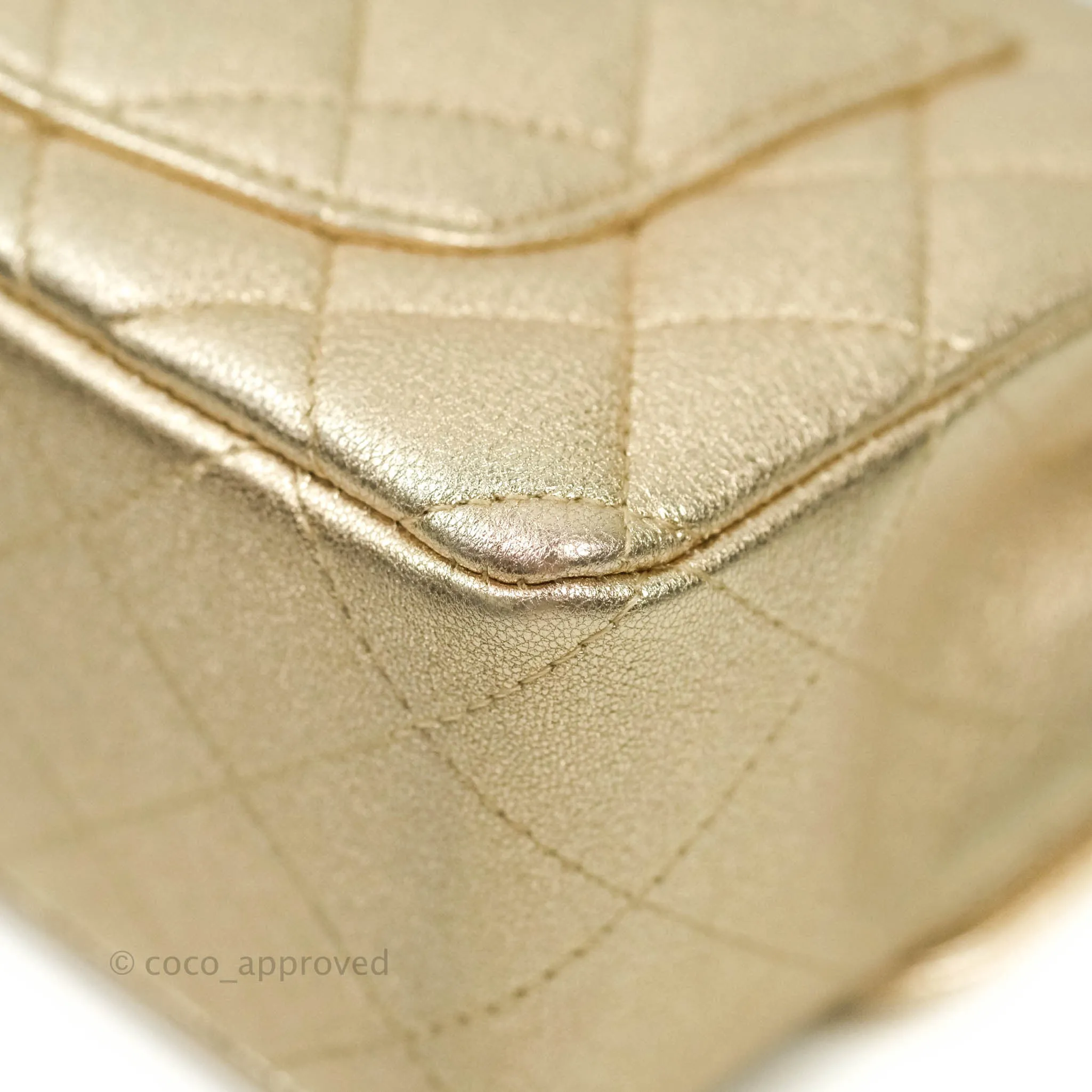 Chanel Quilted Mini Rectangular Iridescent Gold Lambskin Gold Hardware
