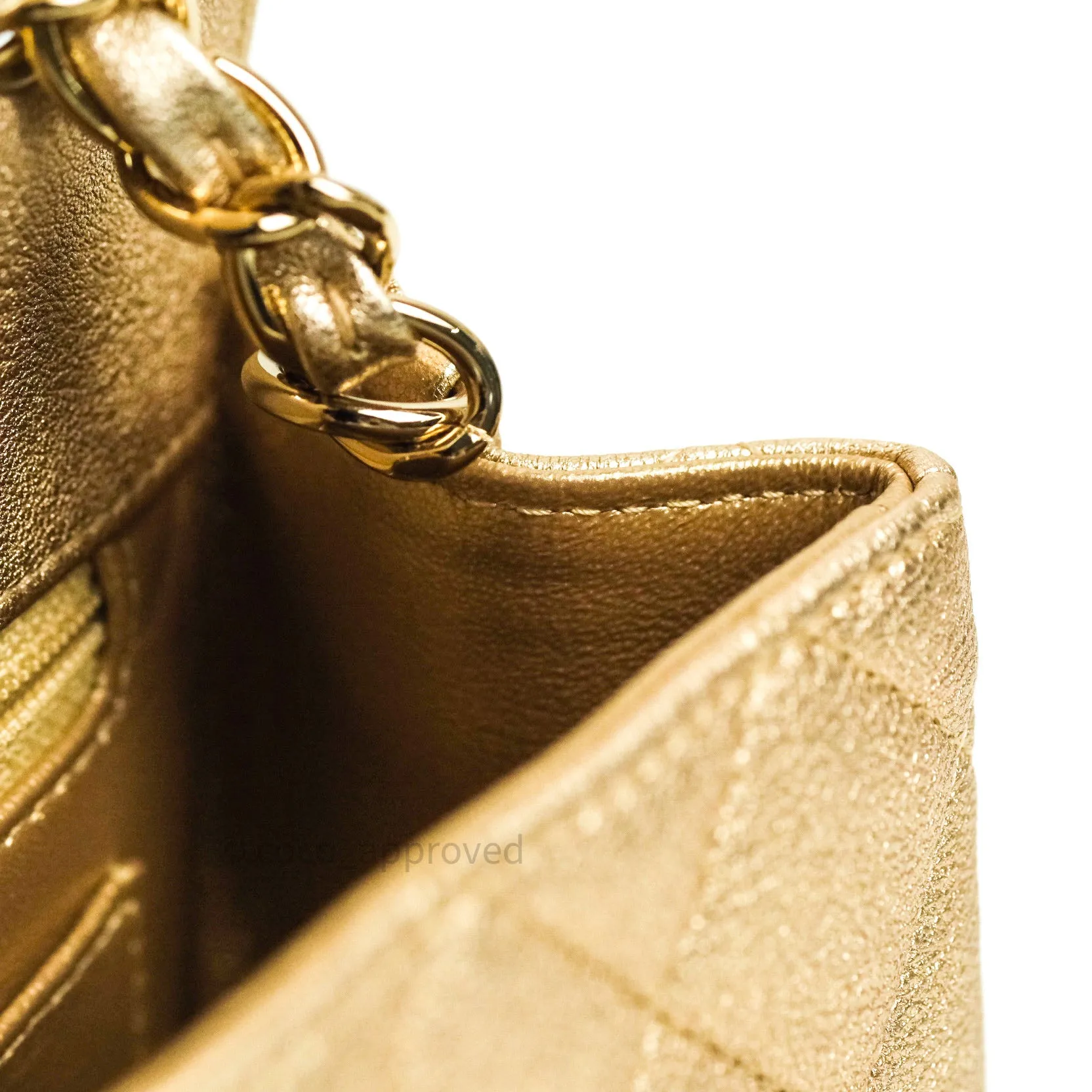Chanel Quilted Mini Rectangular Iridescent Gold Lambskin Gold Hardware