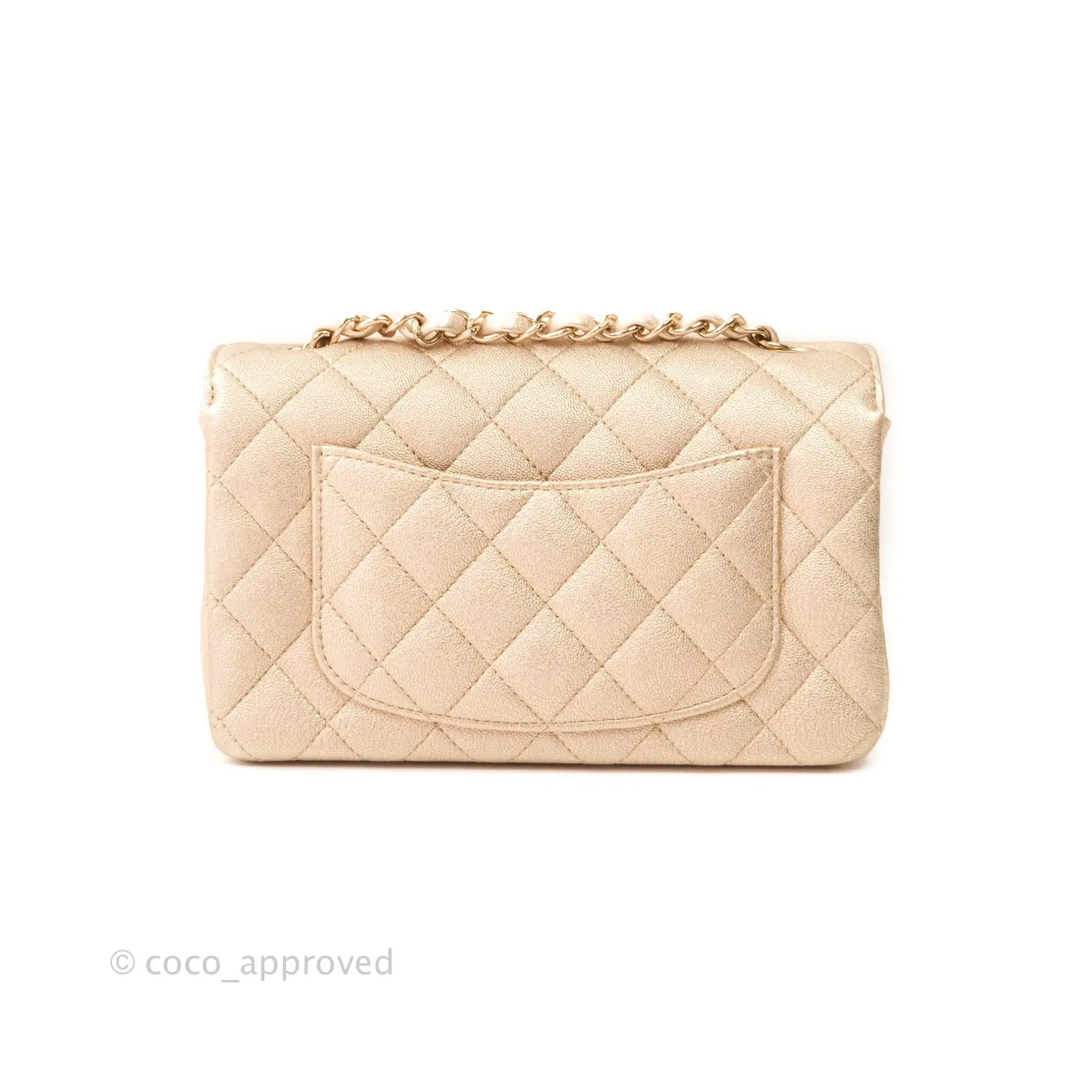 Chanel Quilted Mini Rectangular Iridescent Gold Lambskin Gold Hardware