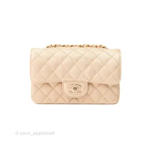 Chanel Quilted Mini Rectangular Iridescent Gold Lambskin Gold Hardware