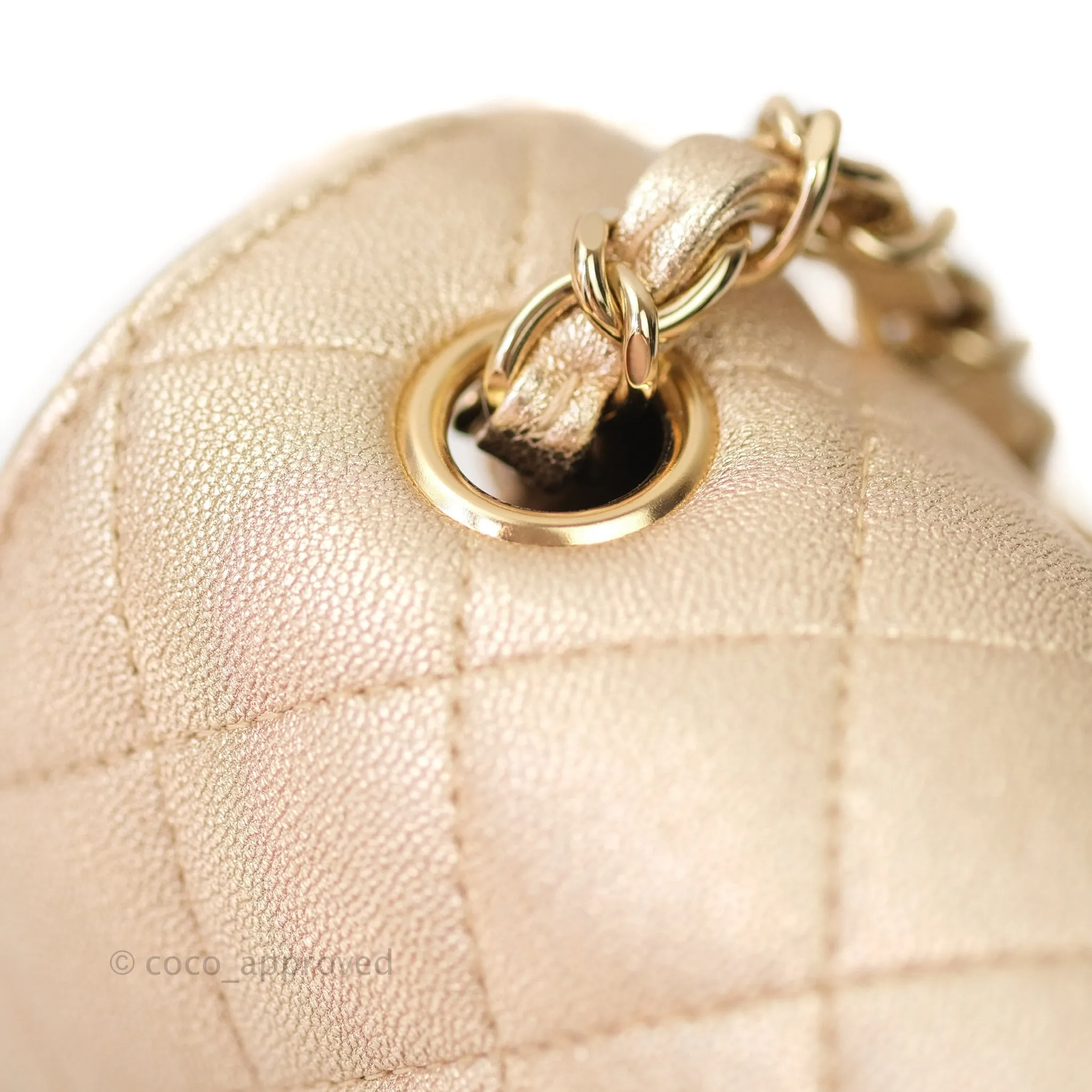 Chanel Quilted Mini Rectangular Iridescent Gold Lambskin Gold Hardware