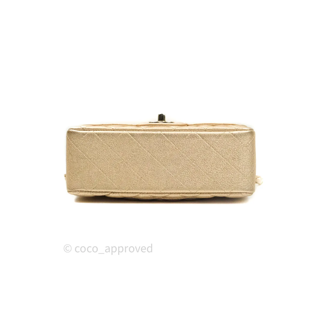Chanel Quilted Mini Rectangular Iridescent Gold Lambskin Gold Hardware