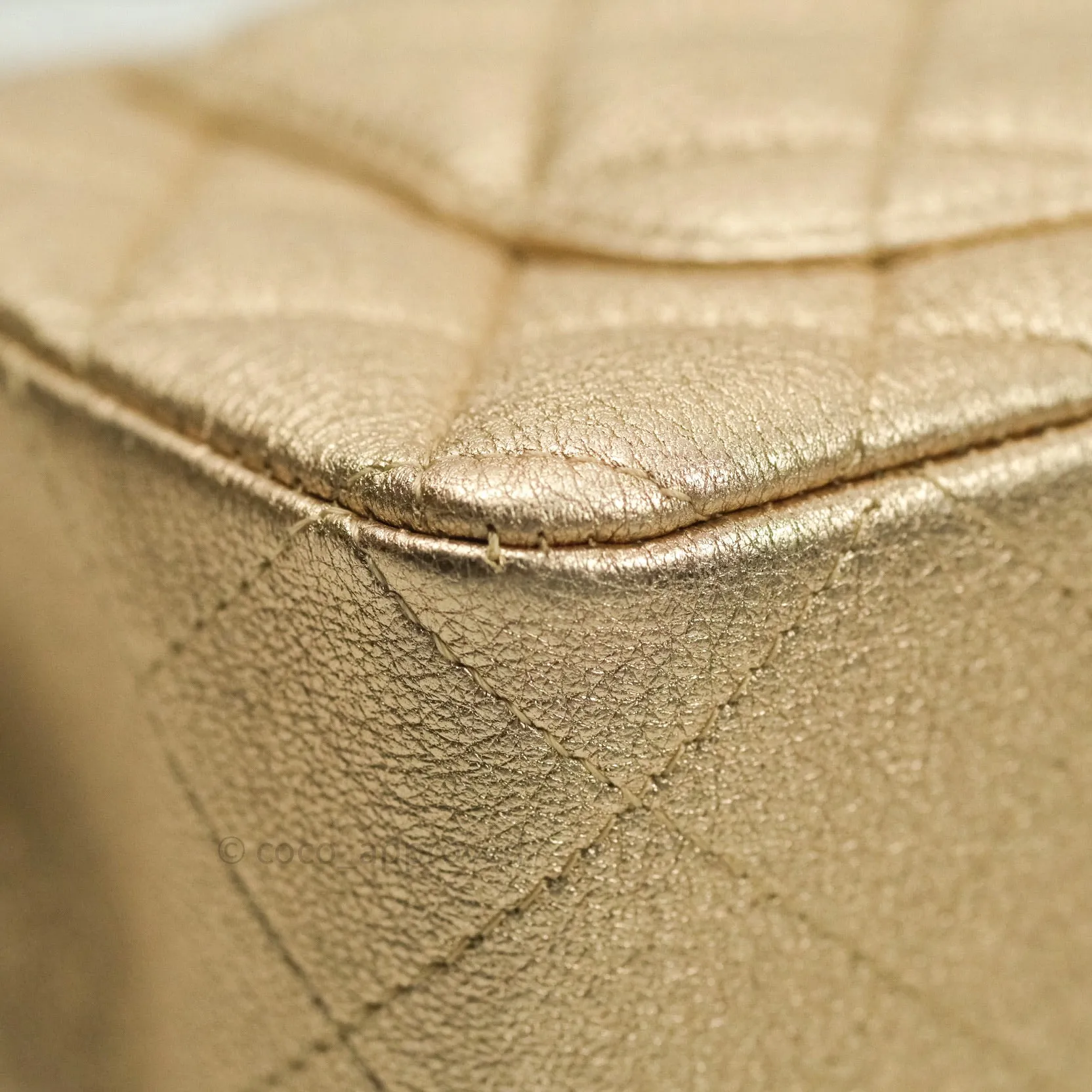 Chanel Quilted Mini Rectangular Iridescent Gold Lambskin Gold Hardware