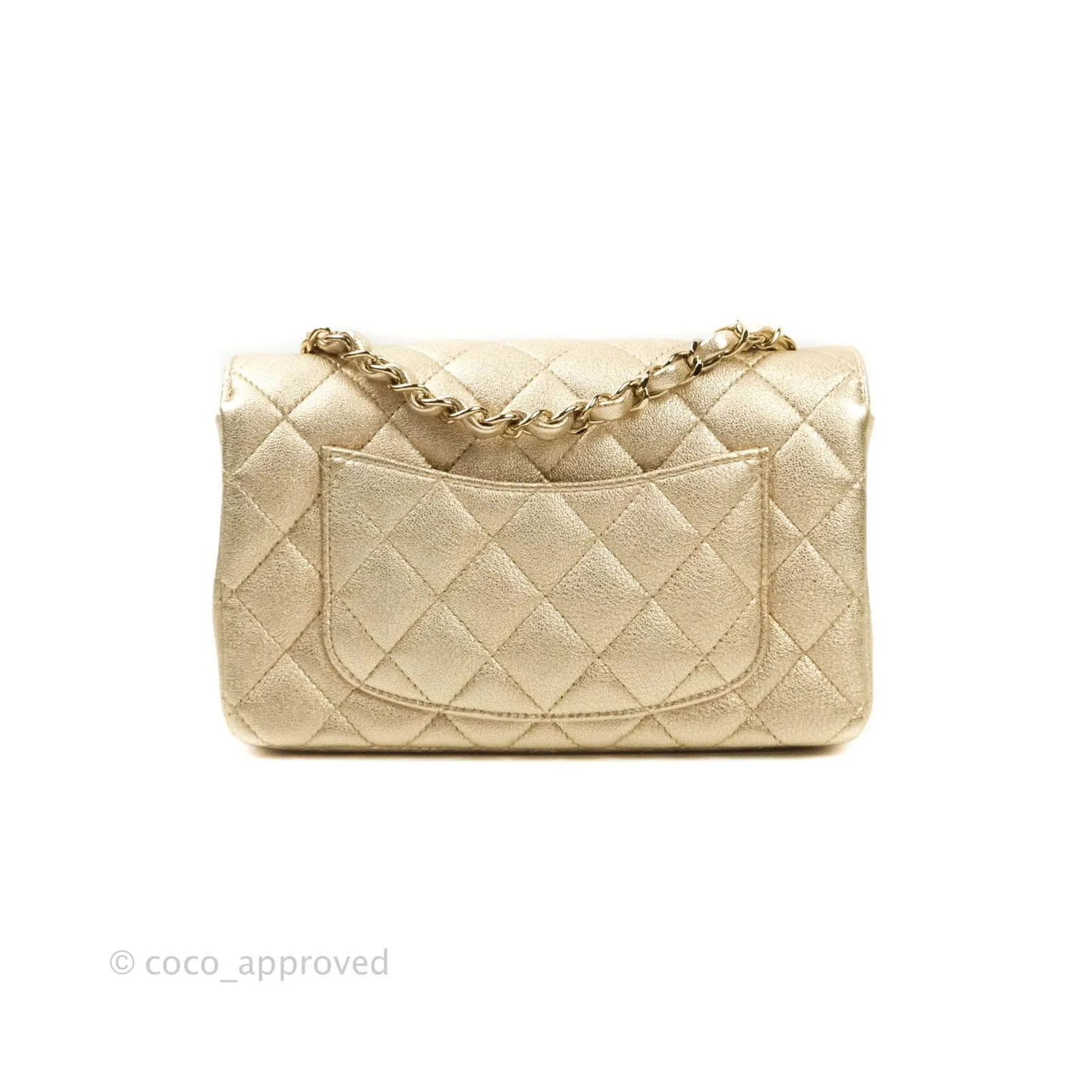 Chanel Quilted Mini Rectangular Iridescent Gold Lambskin Gold Hardware