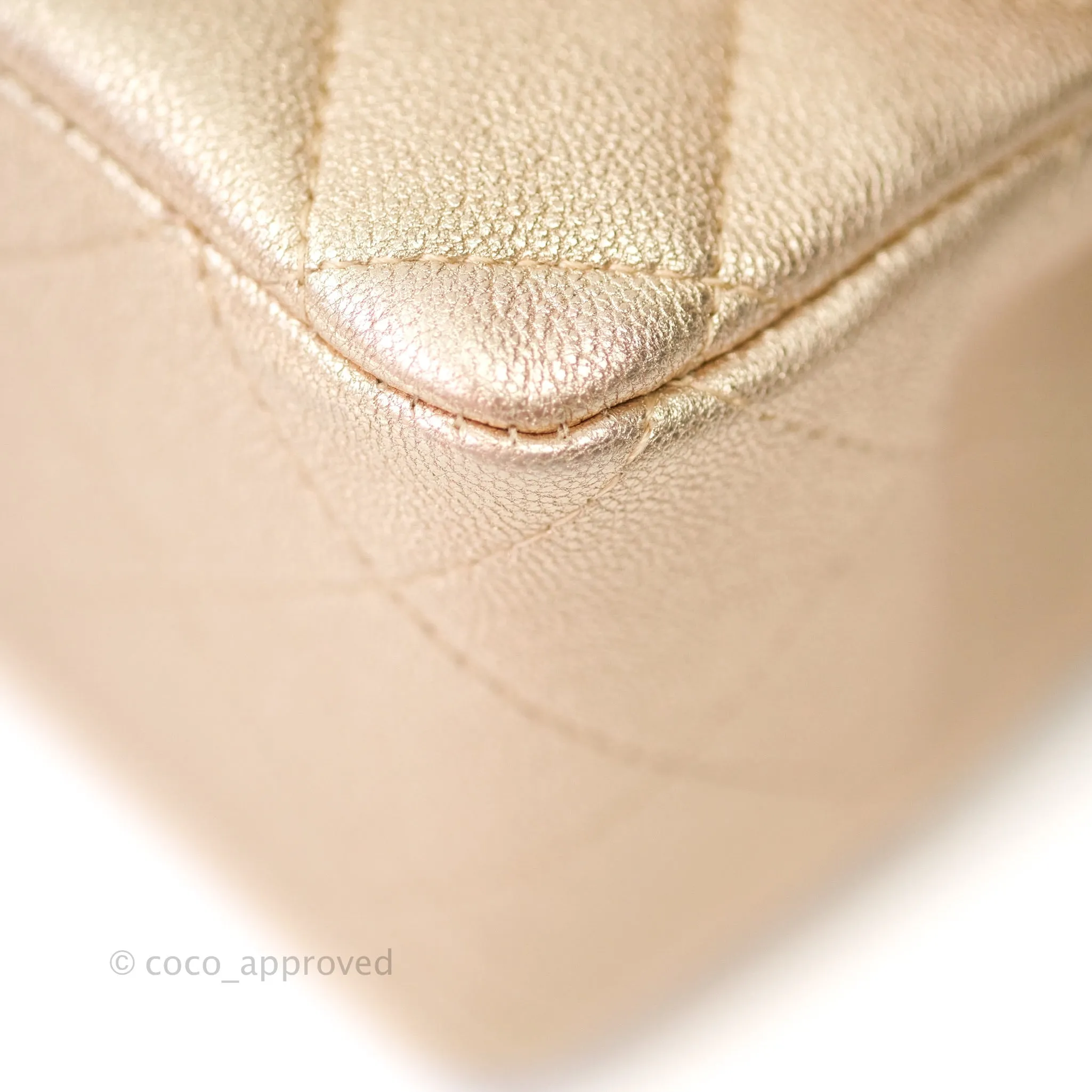 Chanel Quilted Mini Rectangular Iridescent Gold Lambskin Gold Hardware