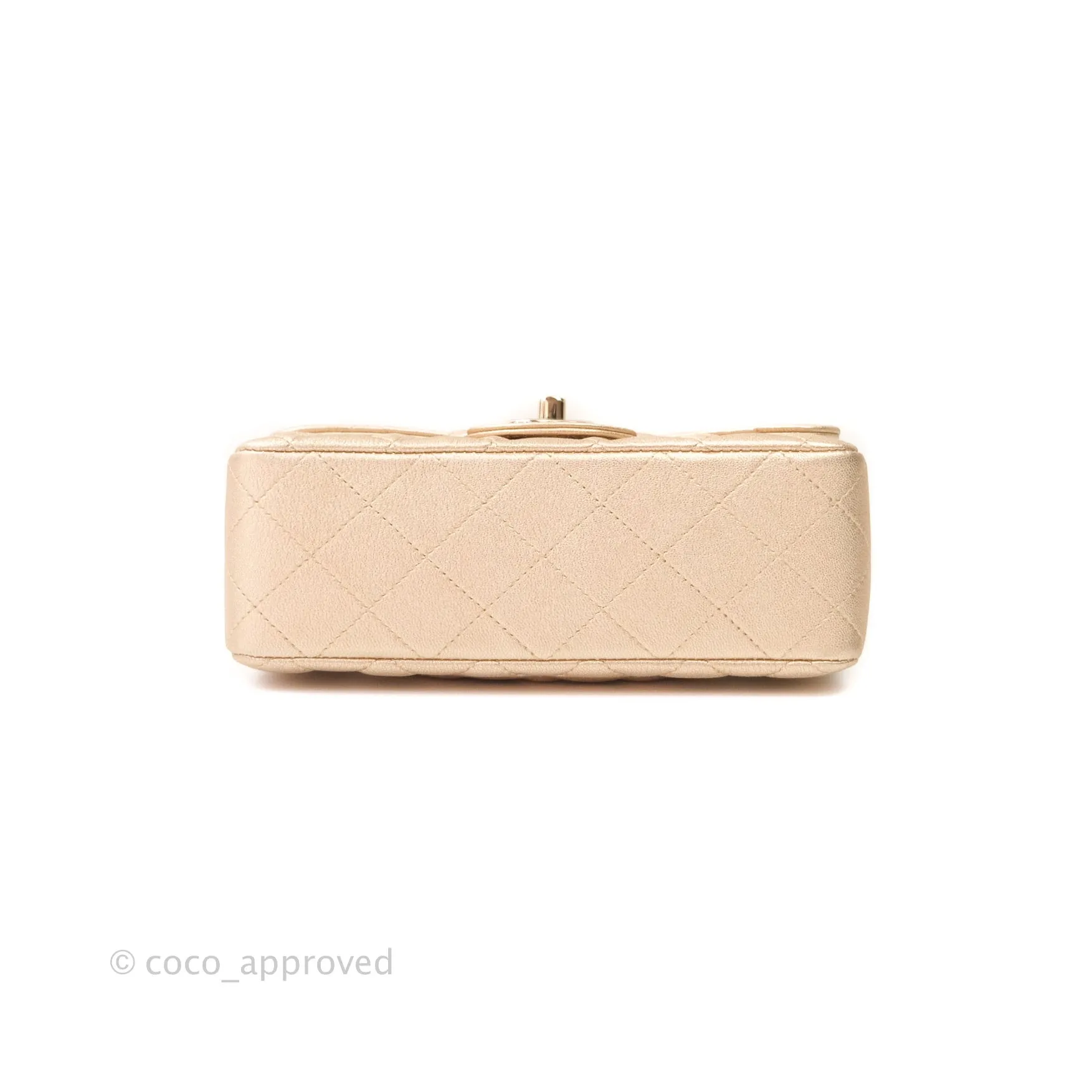 Chanel Quilted Mini Rectangular Iridescent Gold Lambskin Gold Hardware