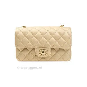 Chanel Quilted Mini Rectangular Iridescent Gold Lambskin Gold Hardware