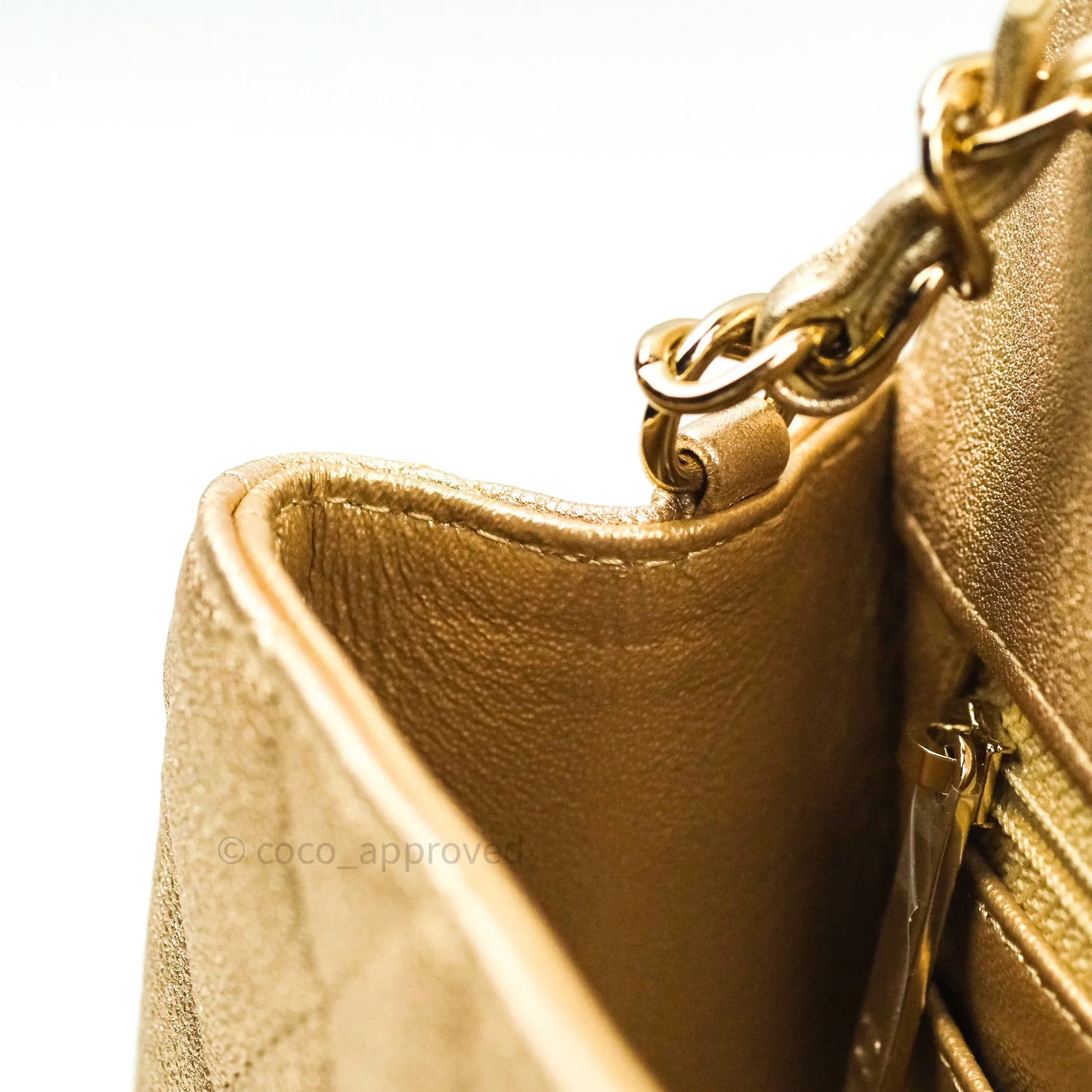 Chanel Quilted Mini Rectangular Iridescent Gold Lambskin Gold Hardware