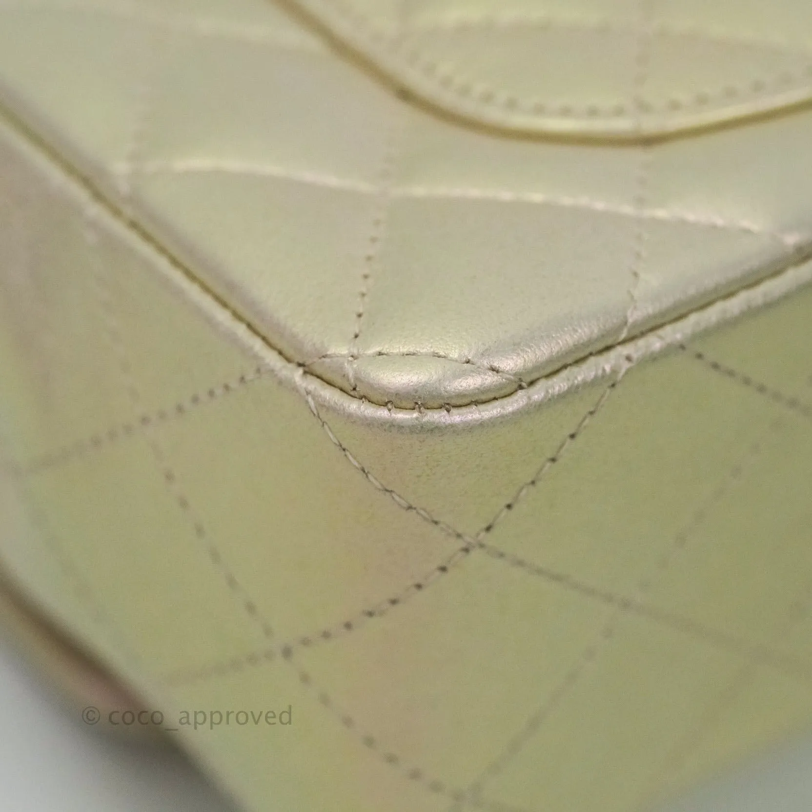 Chanel Quilted Mini Rectangular Iridescent Ivory Lambskin Gold Hardware