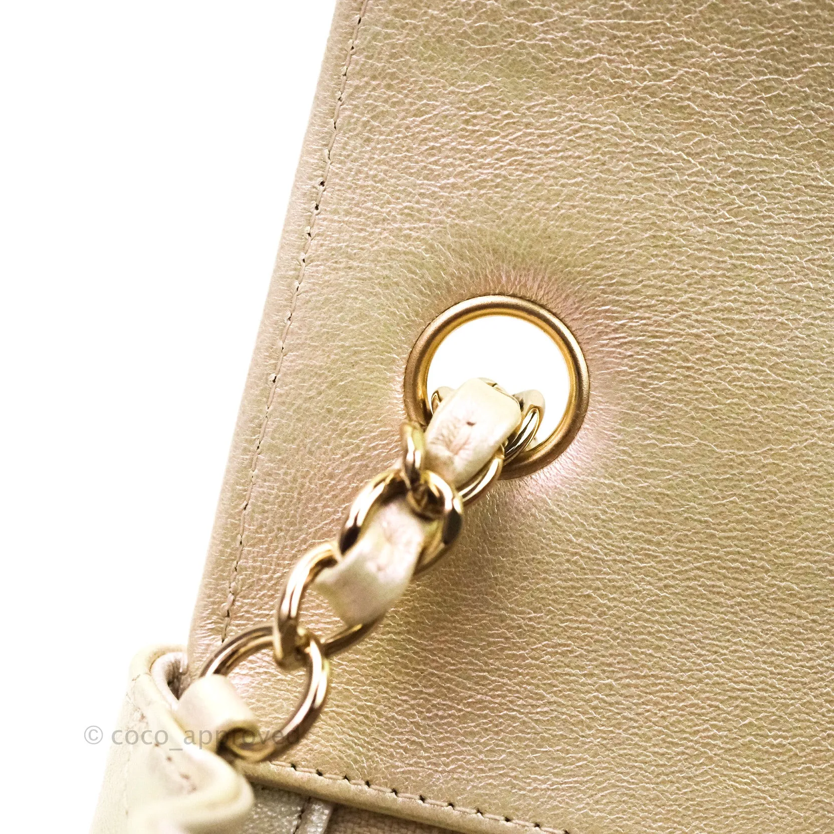 Chanel Quilted Mini Rectangular Iridescent Ivory Lambskin Gold Hardware