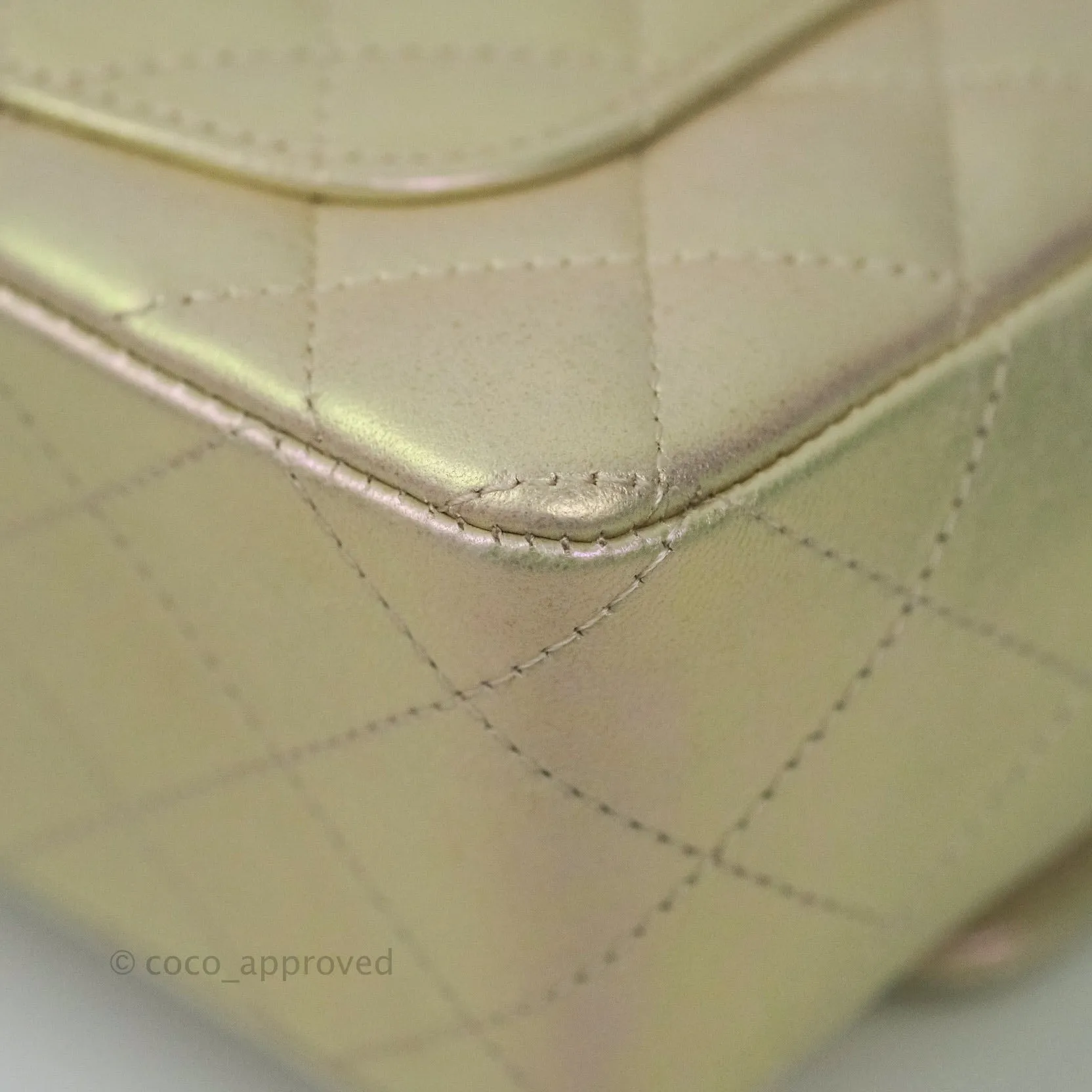 Chanel Quilted Mini Rectangular Iridescent Ivory Lambskin Gold Hardware