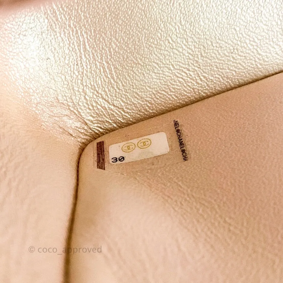 Chanel Quilted Mini Rectangular Iridescent Ivory Lambskin Gold Hardware