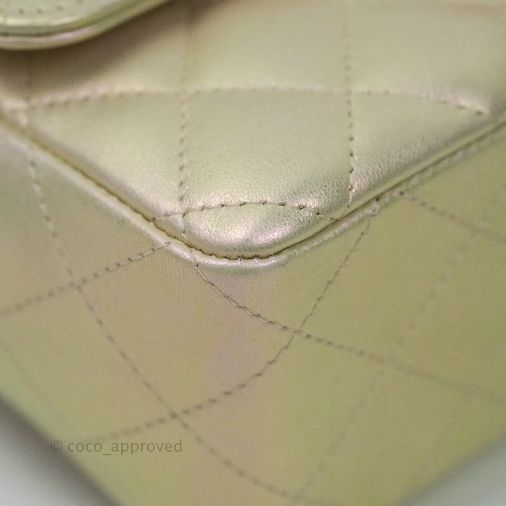 Chanel Quilted Mini Rectangular Iridescent Ivory Lambskin Gold Hardware