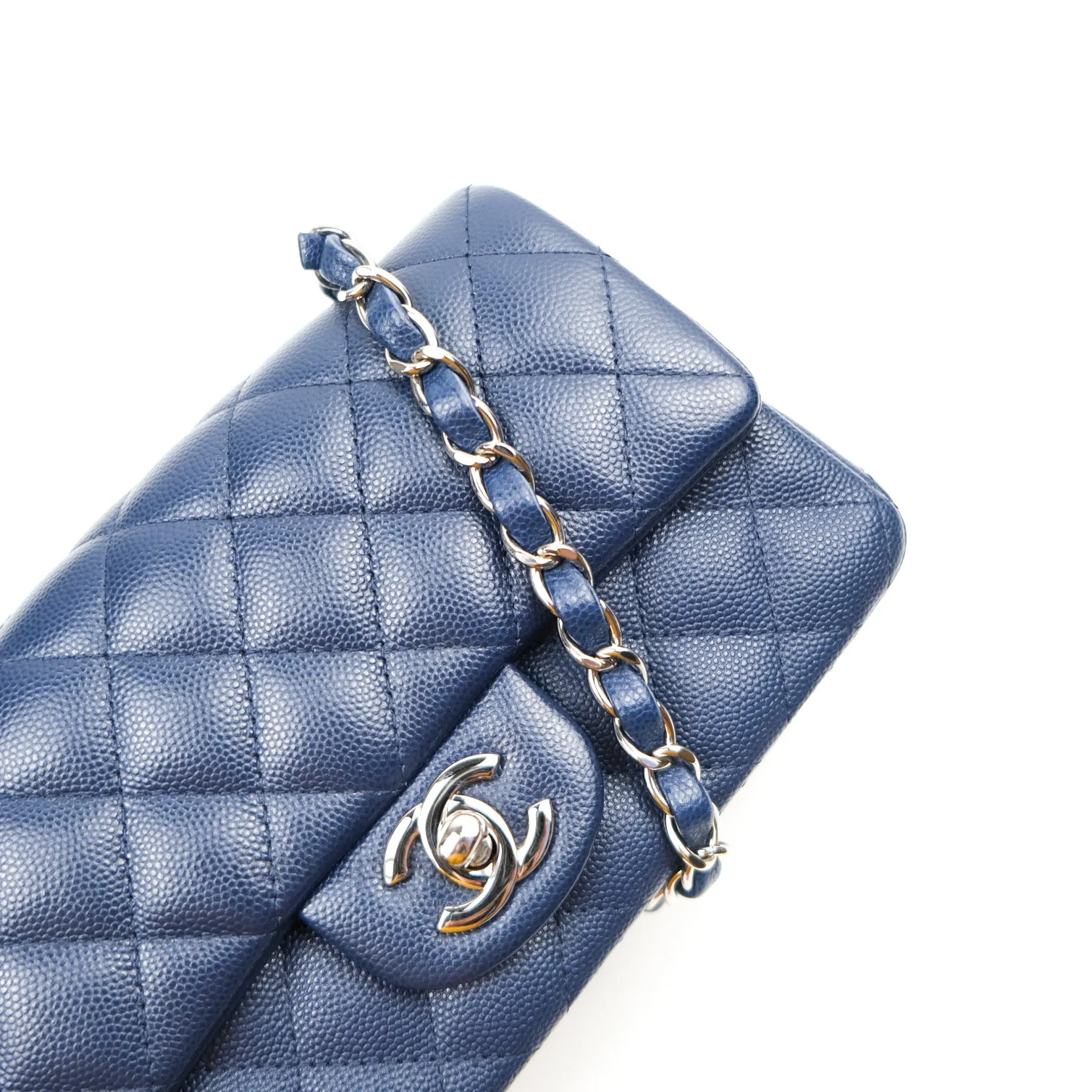 Chanel Quilted Mini Rectangular Navy Caviar Silver Hardware