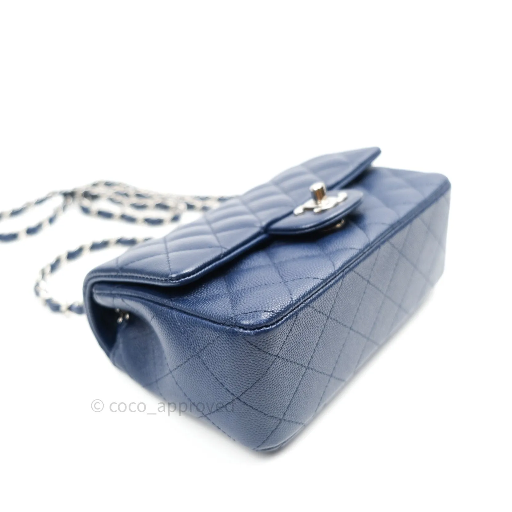 Chanel Quilted Mini Rectangular Navy Caviar Silver Hardware