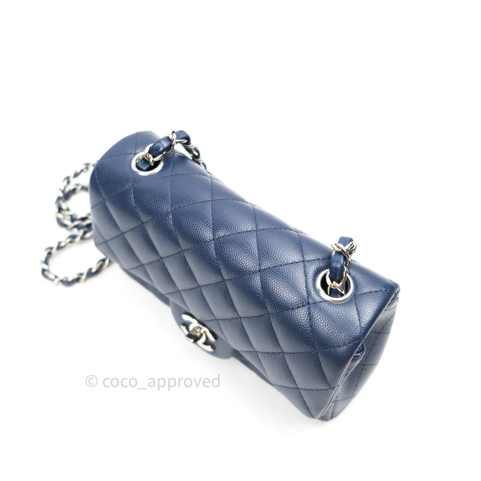 Chanel Quilted Mini Rectangular Navy Caviar Silver Hardware