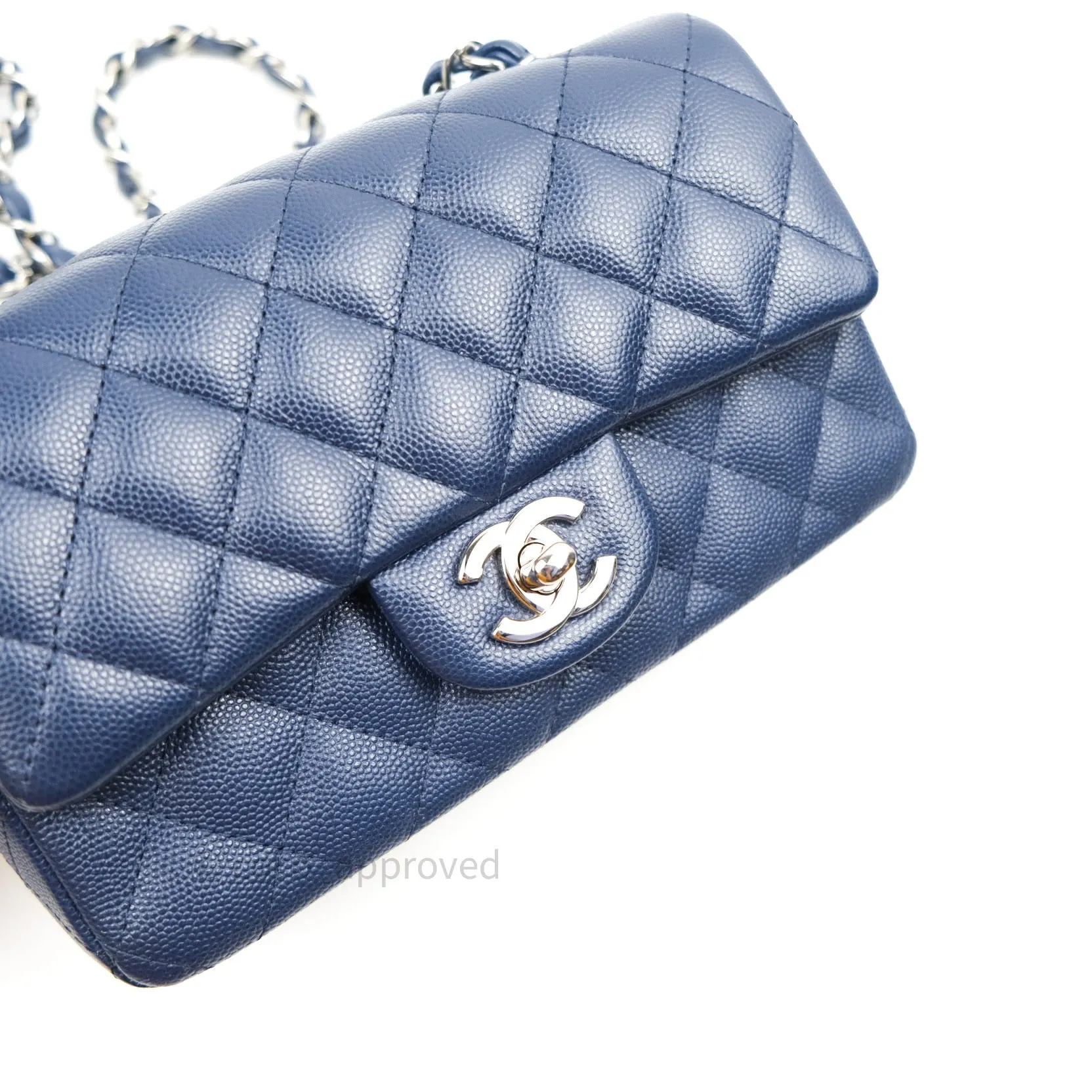Chanel Quilted Mini Rectangular Navy Caviar Silver Hardware