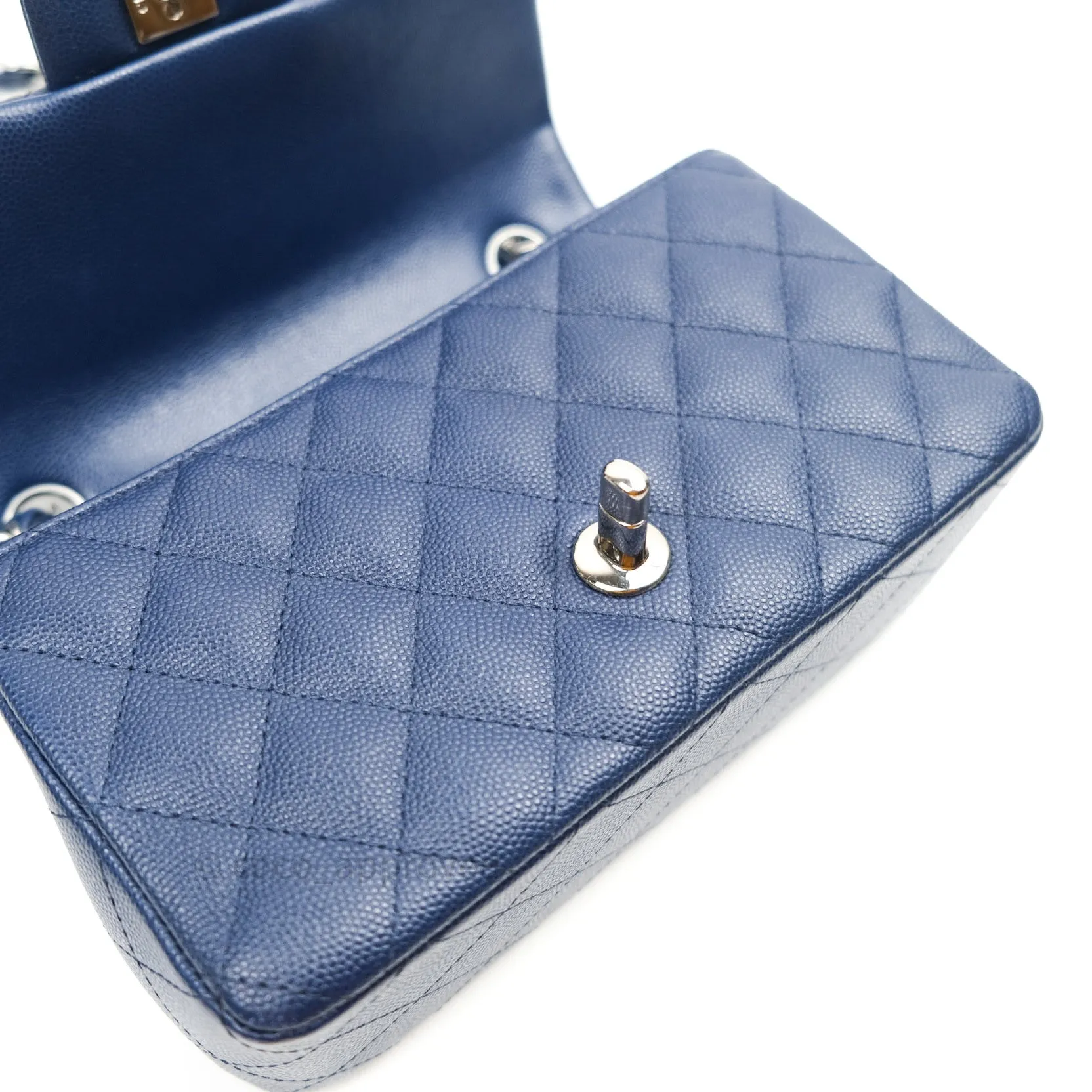 Chanel Quilted Mini Rectangular Navy Caviar Silver Hardware
