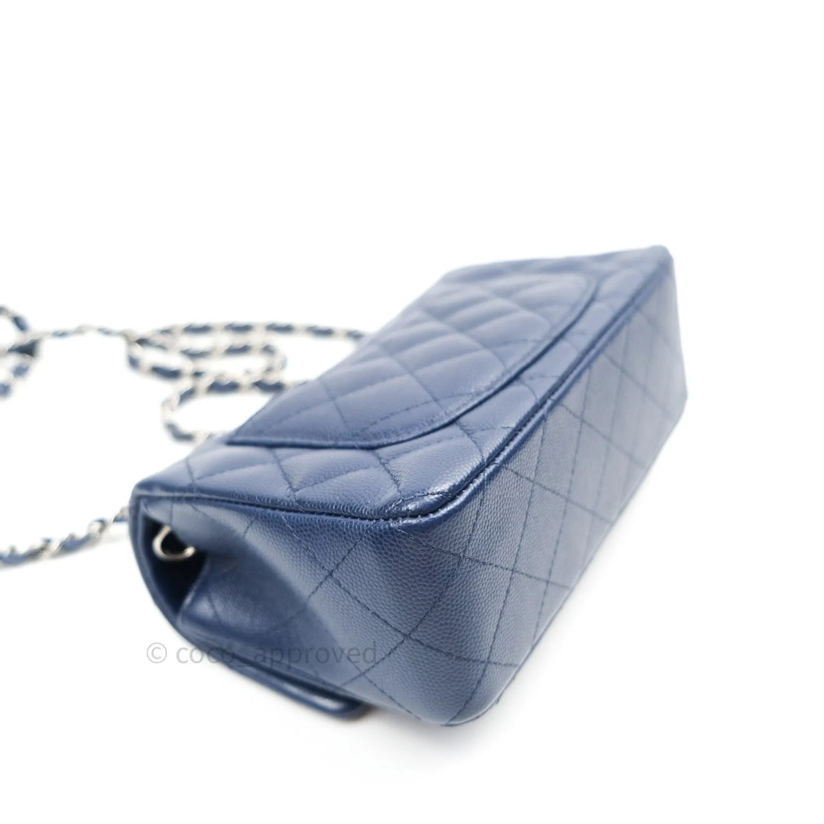 Chanel Quilted Mini Rectangular Navy Caviar Silver Hardware