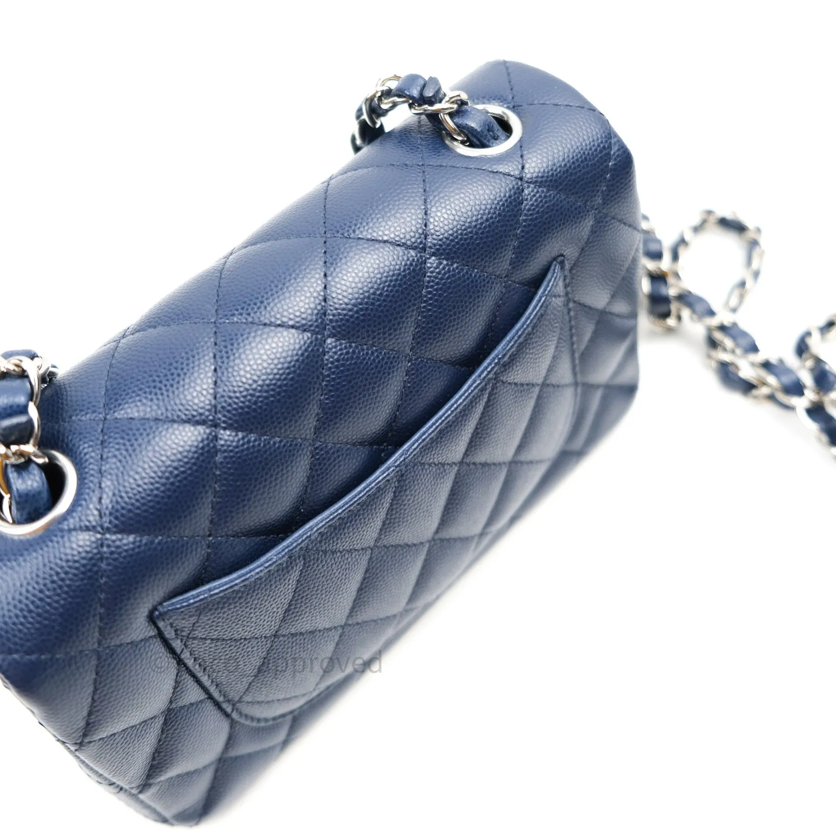 Chanel Quilted Mini Rectangular Navy Caviar Silver Hardware