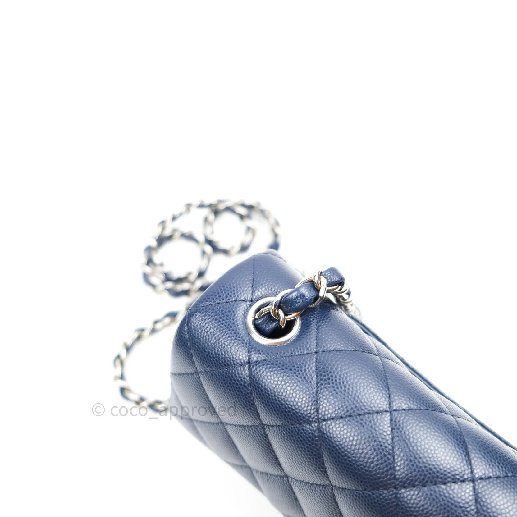 Chanel Quilted Mini Rectangular Navy Caviar Silver Hardware