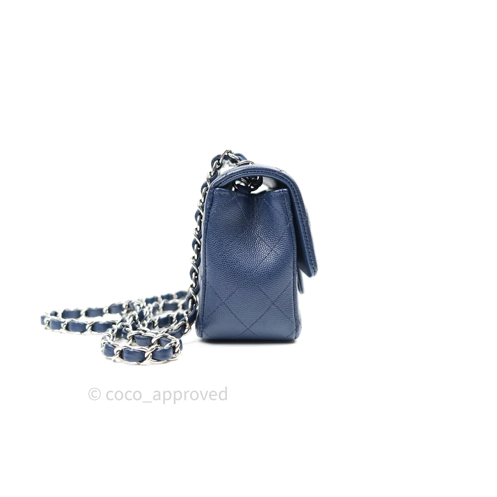 Chanel Quilted Mini Rectangular Navy Caviar Silver Hardware