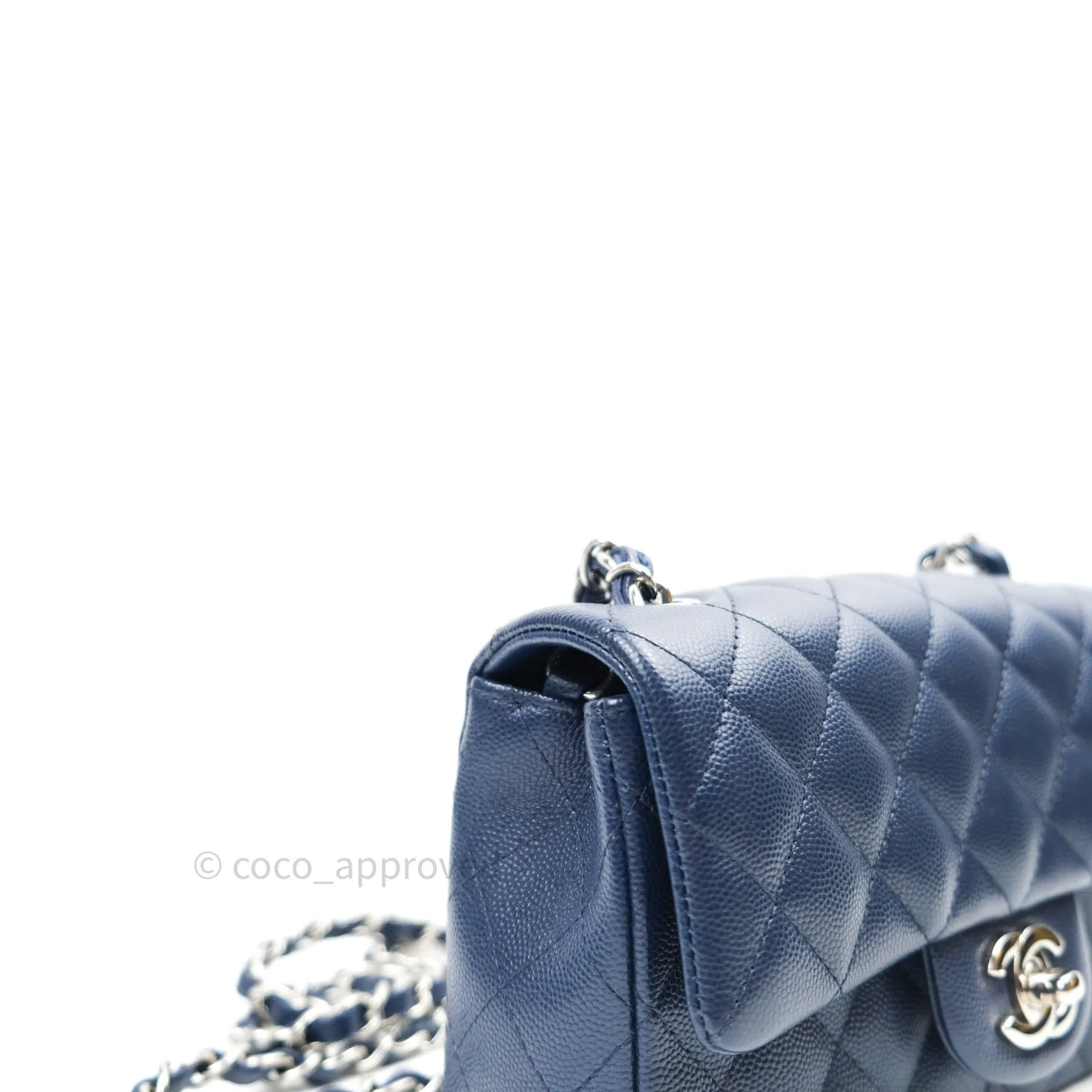 Chanel Quilted Mini Rectangular Navy Caviar Silver Hardware