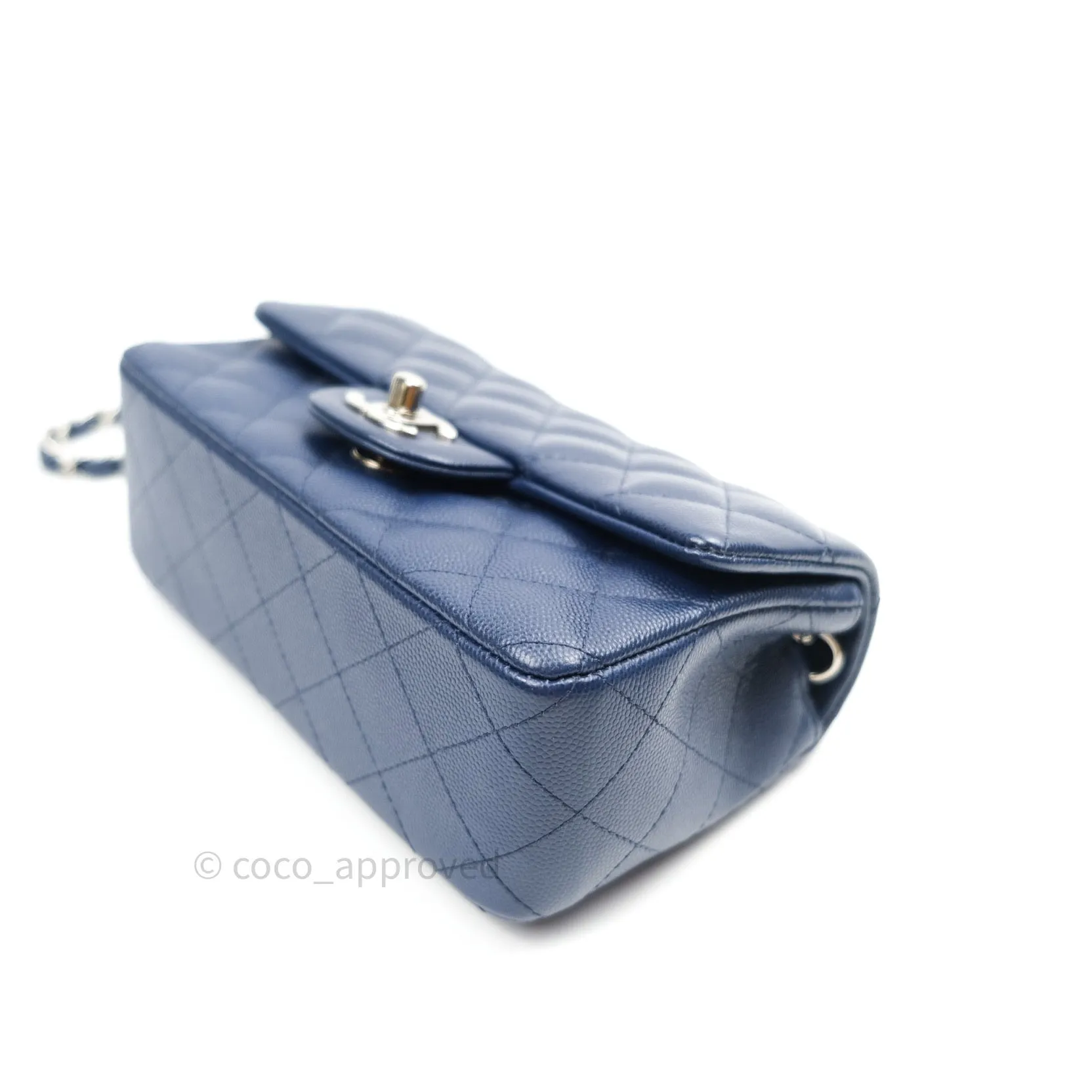 Chanel Quilted Mini Rectangular Navy Caviar Silver Hardware