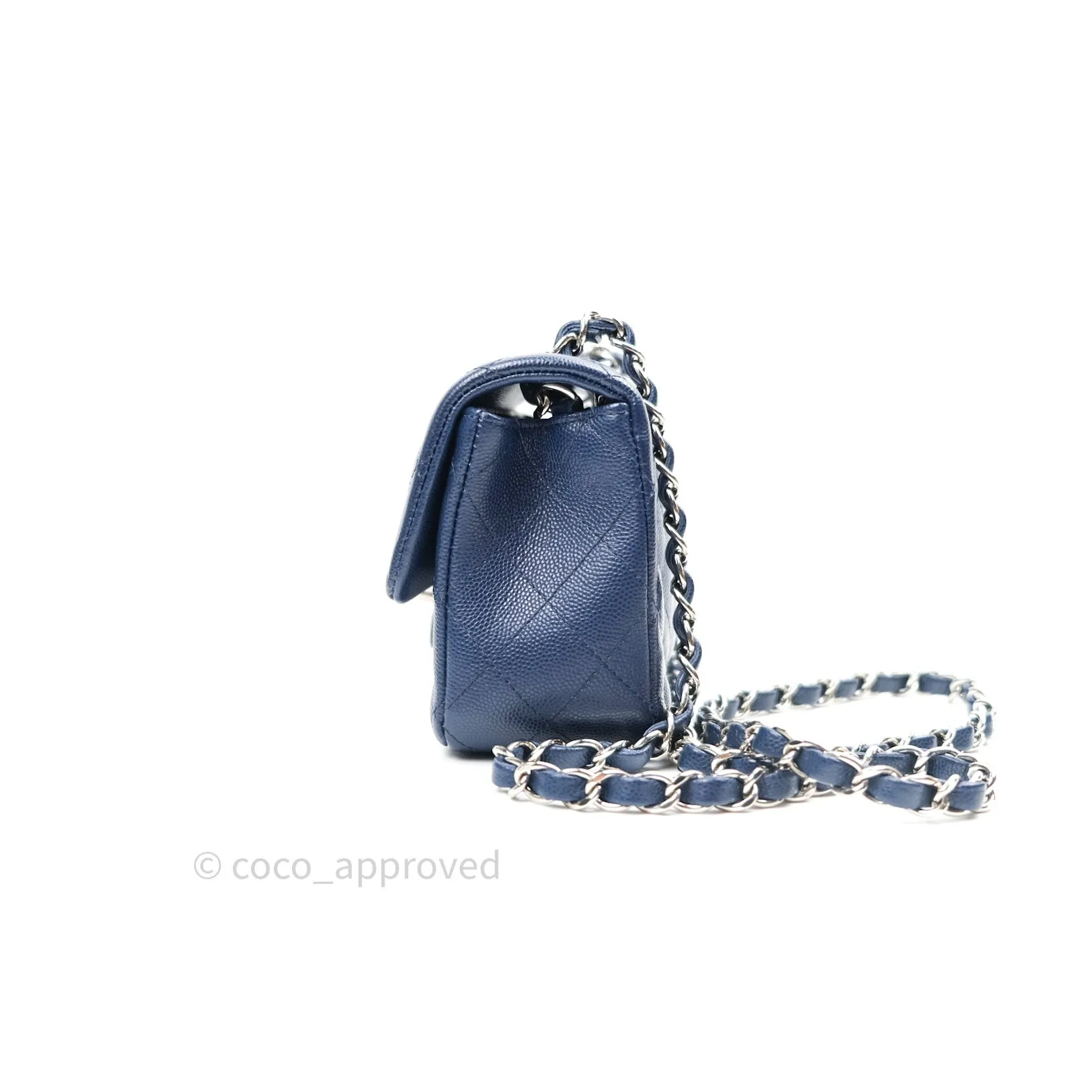Chanel Quilted Mini Rectangular Navy Caviar Silver Hardware