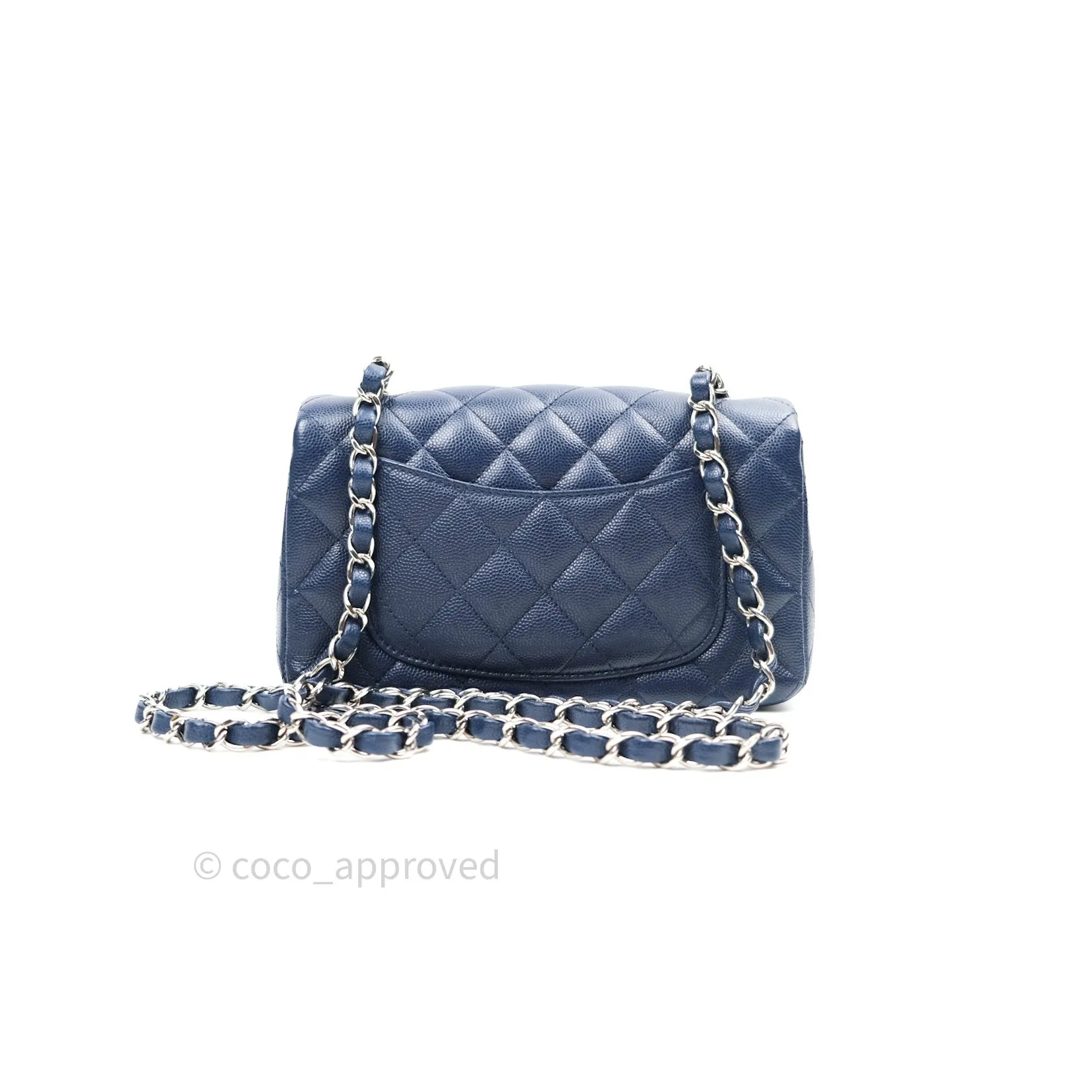 Chanel Quilted Mini Rectangular Navy Caviar Silver Hardware