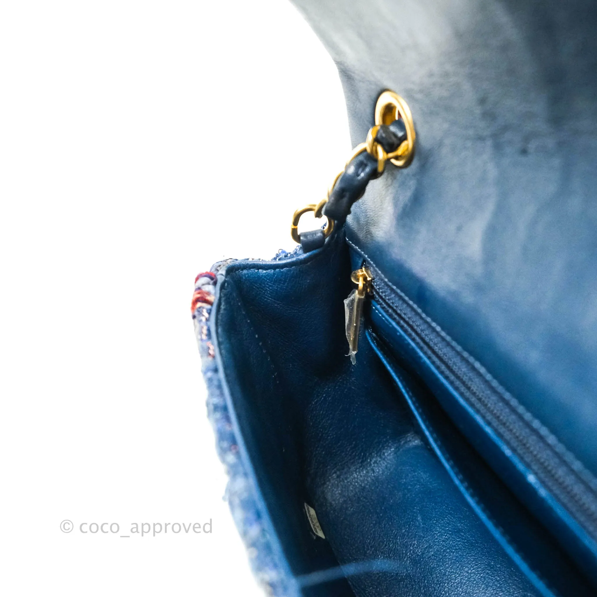 Chanel Quilted Mini Rectangular Navy Tweed Gold Hardware