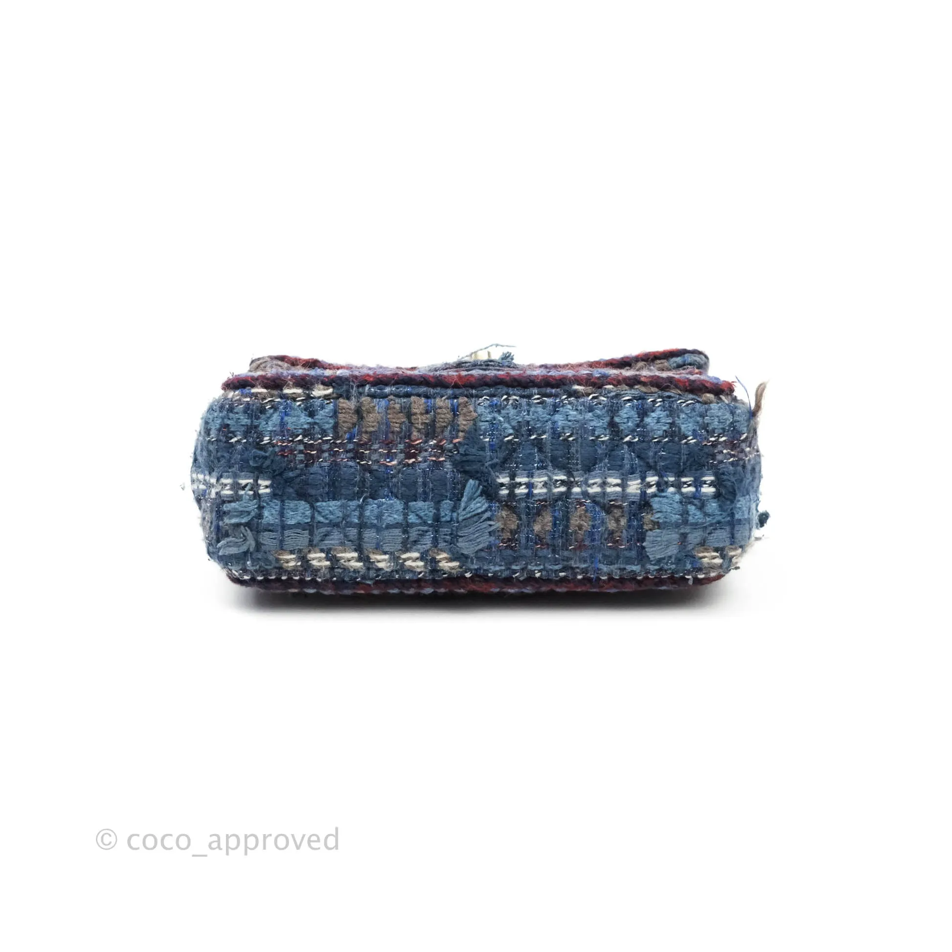 Chanel Quilted Mini Rectangular Navy Tweed Gold Hardware