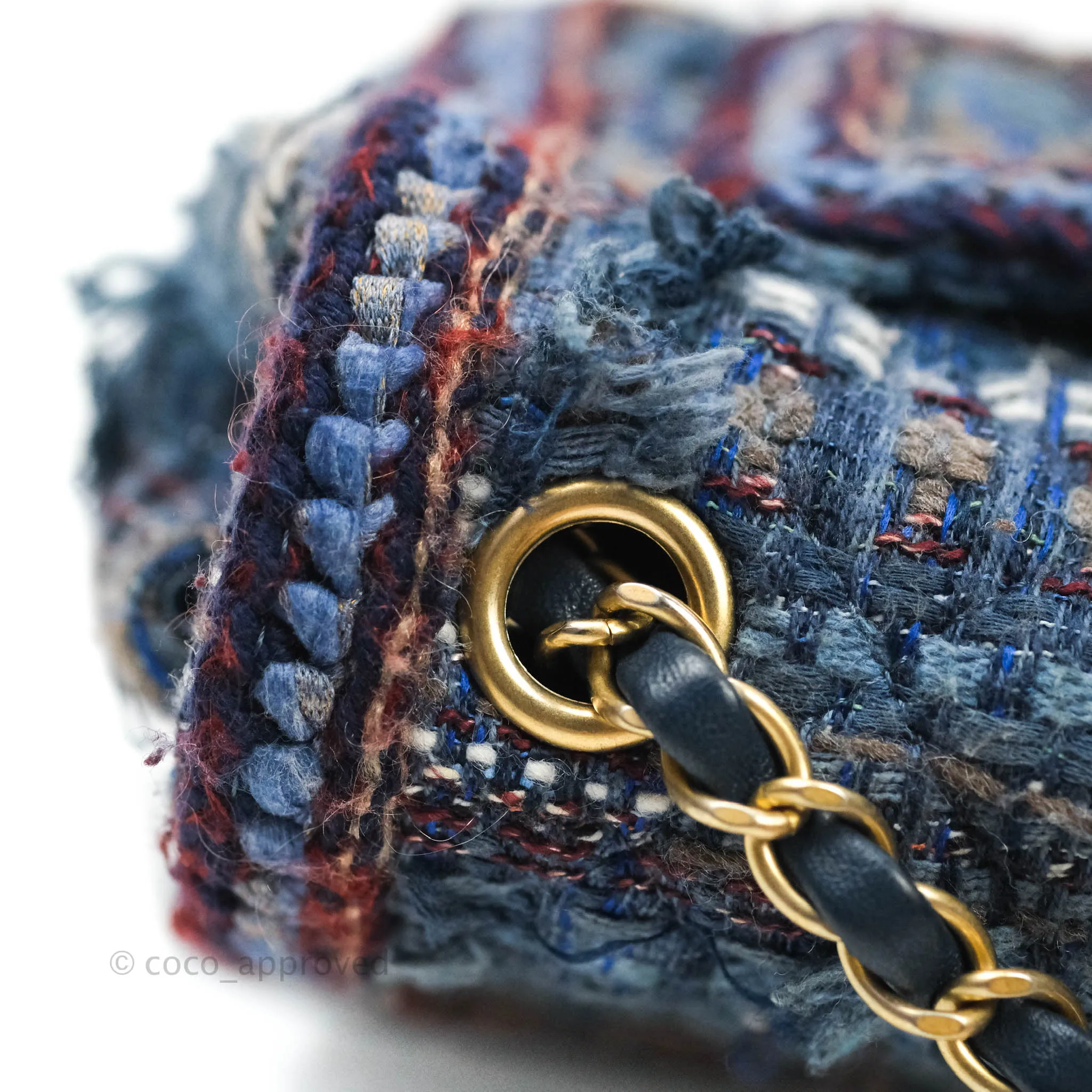 Chanel Quilted Mini Rectangular Navy Tweed Gold Hardware