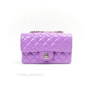 Chanel Quilted Mini Rectangular Purple Patent Leather Light Gold Hardware 20S