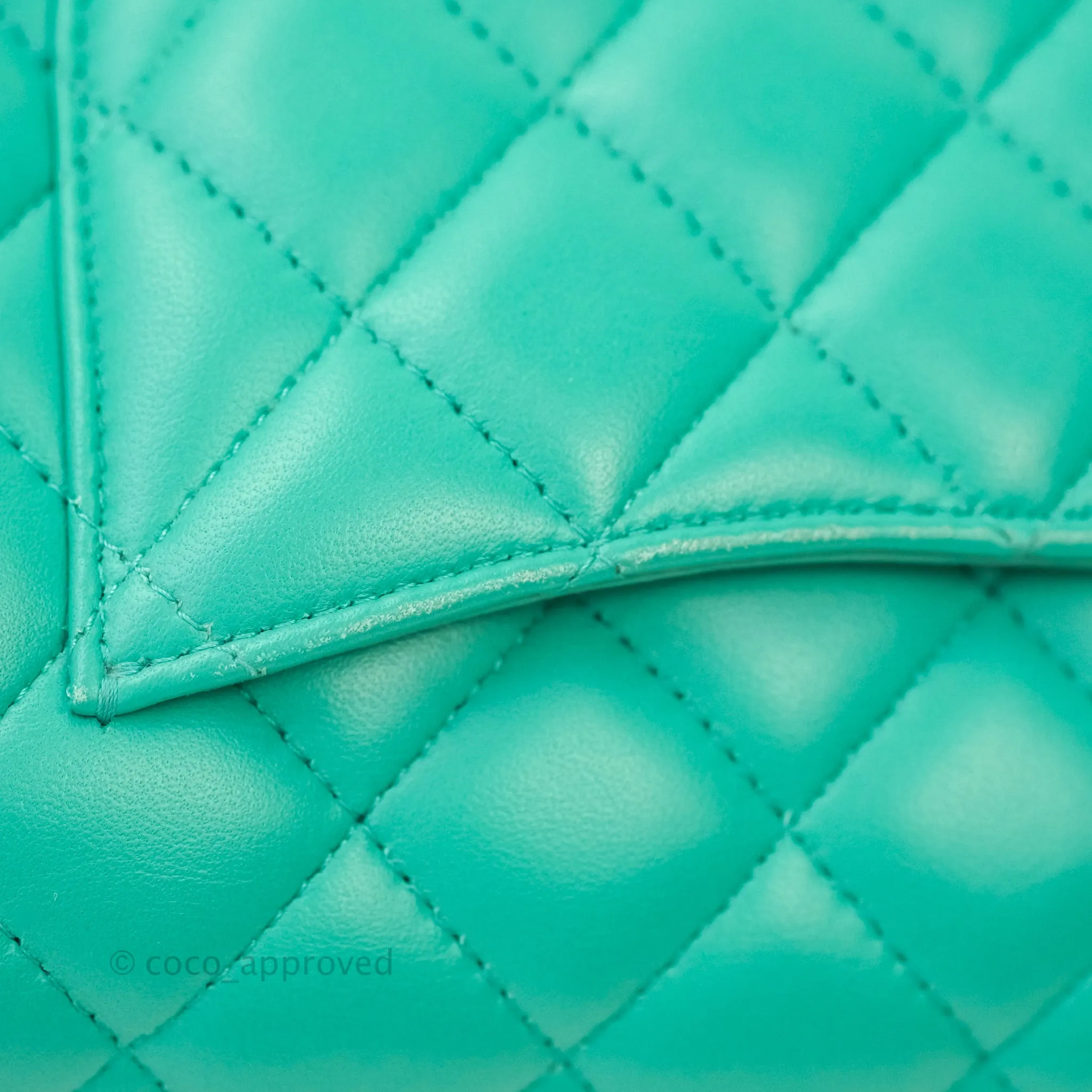 Chanel Quilted Mini Rectangular Turquoise Blue Lambskin Aged Gold Hardware