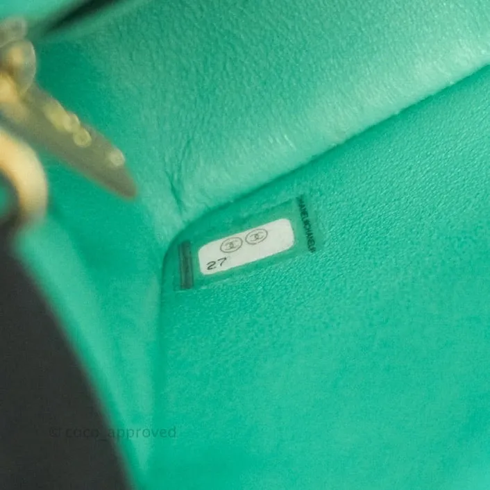 Chanel Quilted Mini Rectangular Turquoise Blue Lambskin Aged Gold Hardware